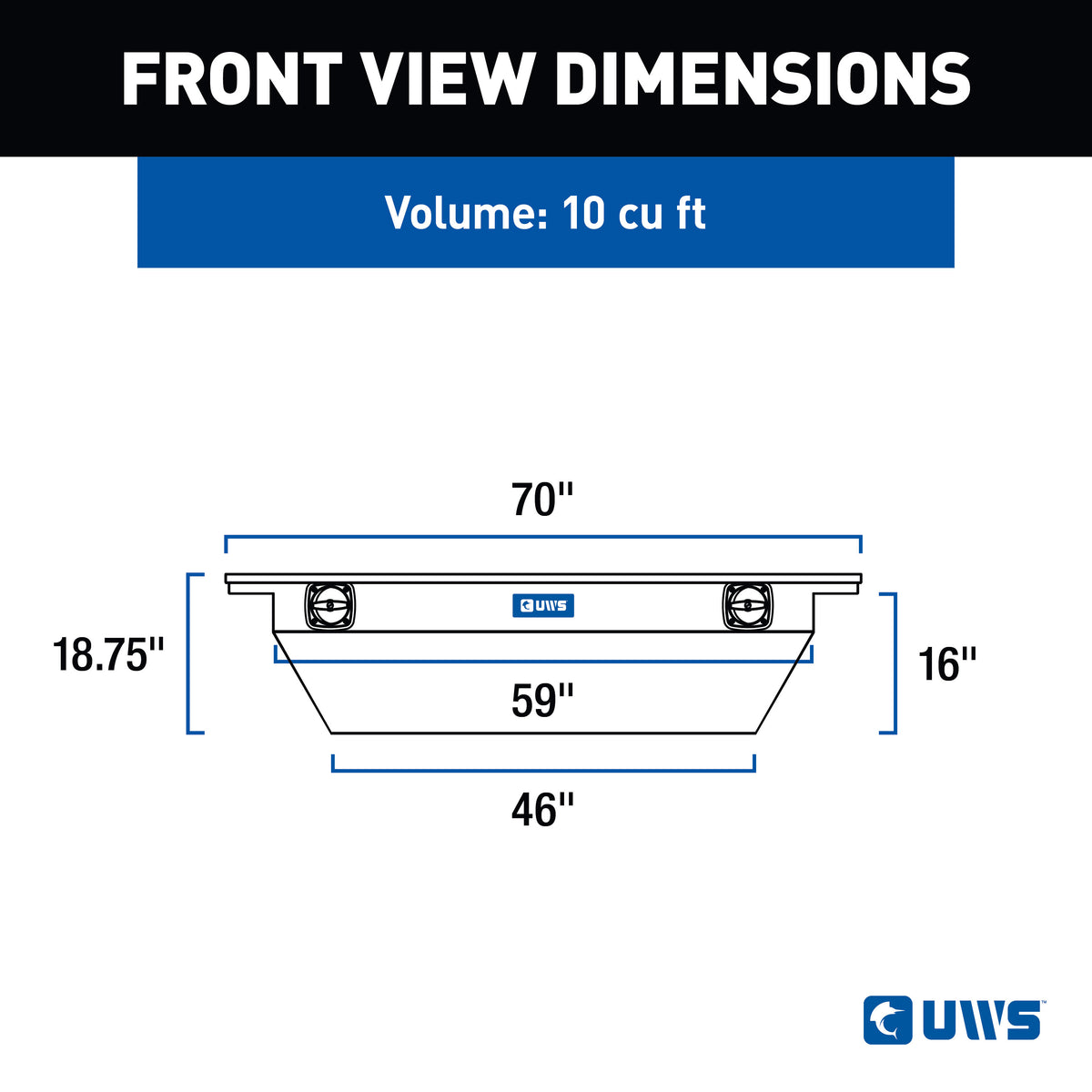 UWS SLD-69-A-LP-MB Matte Black Aluminum 69" Deep Angled Secure Lock Truck Tool Box with Low Profile