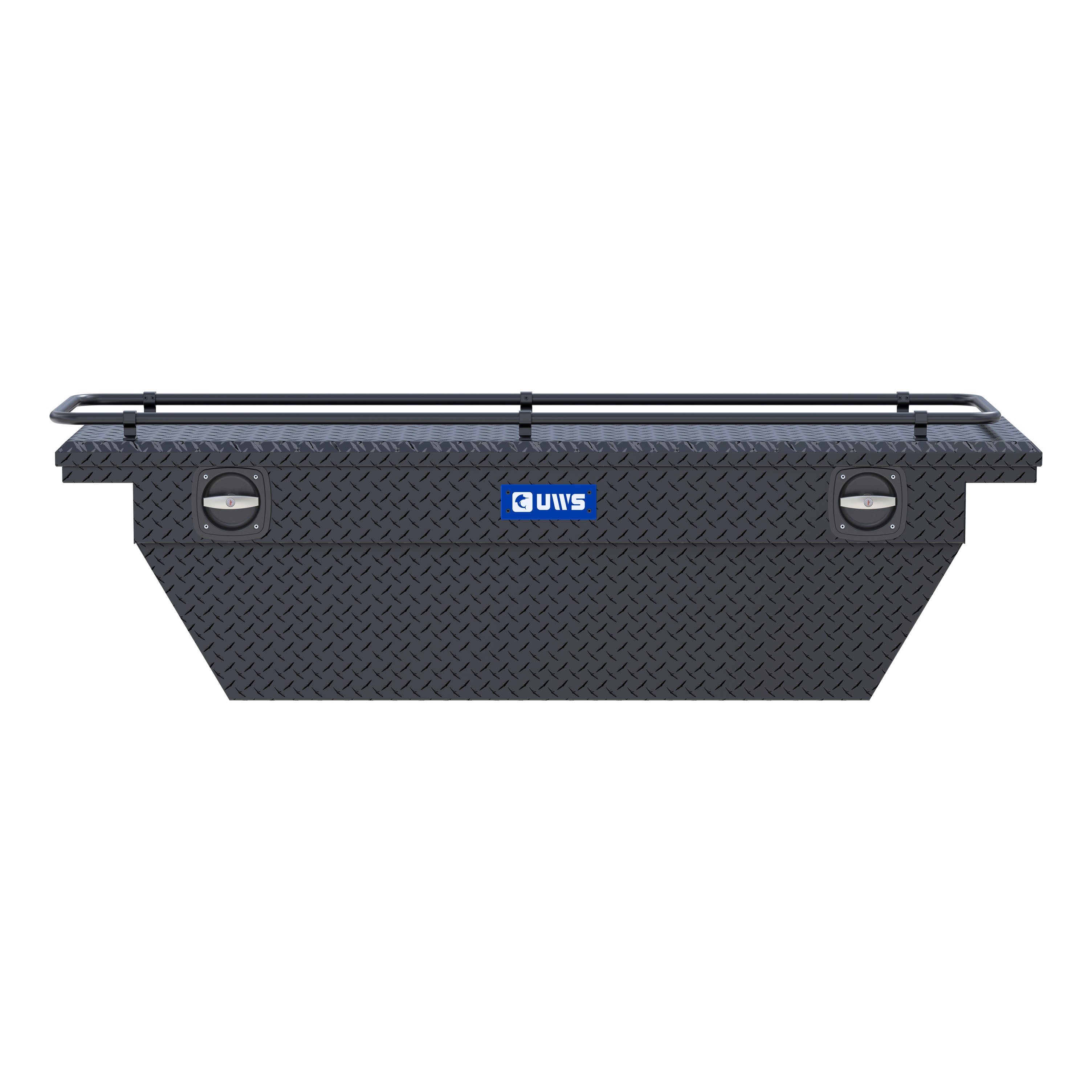 UWS SLD69-A-LP-MB-R Matte Black Aluminum 69" Deep Angled Secure Lock Tool Box, Low Profile, Rail