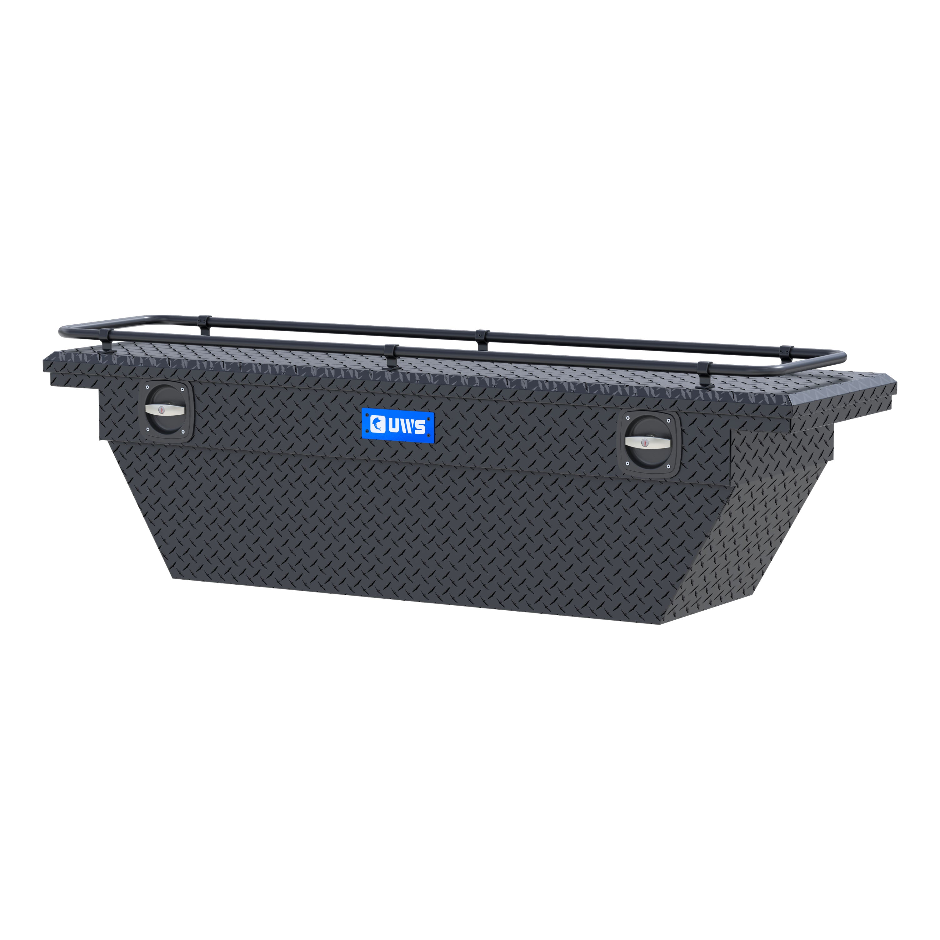 UWS SLD69-A-LP-MB-R Matte Black Aluminum 69" Deep Angled Secure Lock Tool Box, Low Profile, Rail