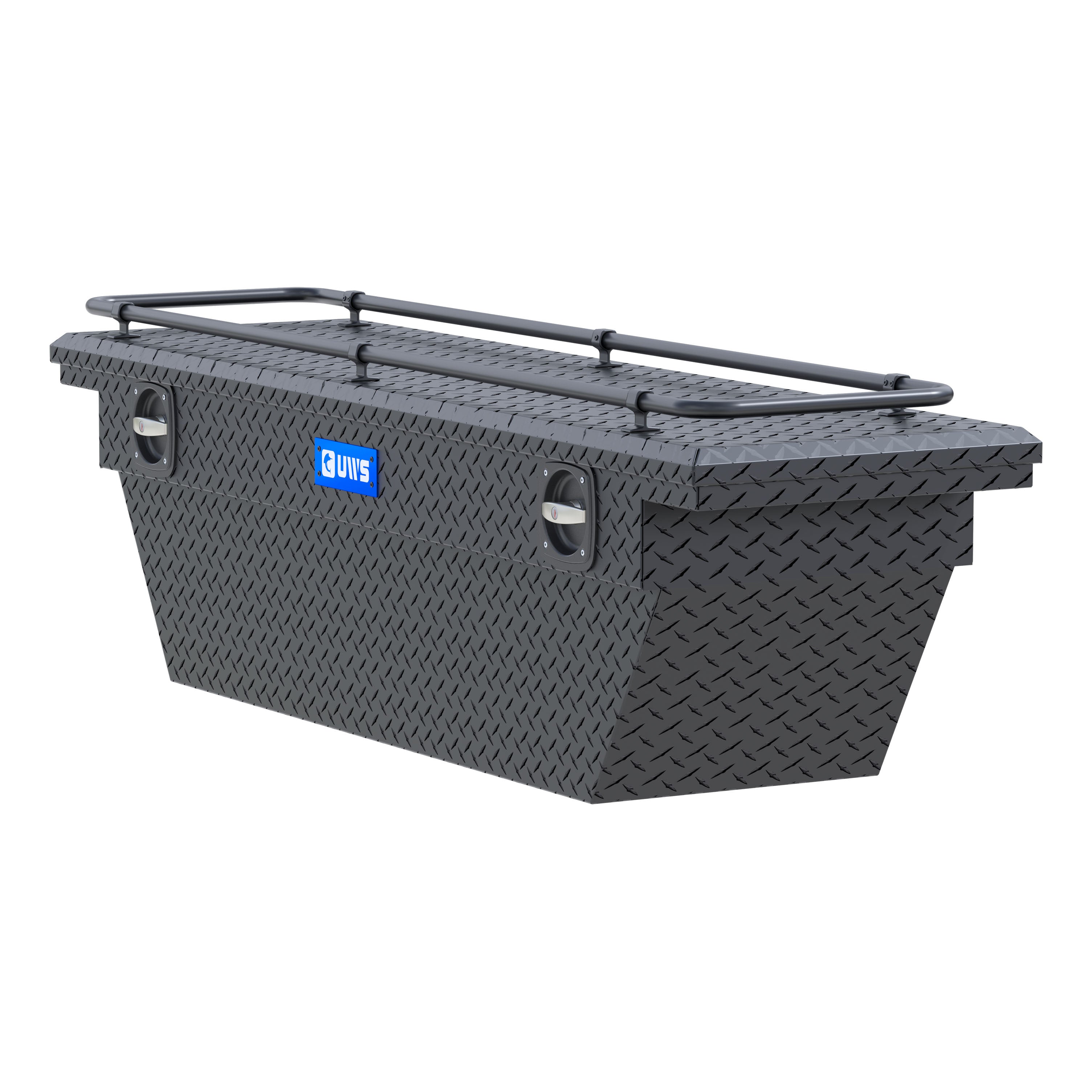 UWS SLD69-A-LP-MB-R Matte Black Aluminum 69" Deep Angled Secure Lock Tool Box, Low Profile, Rail