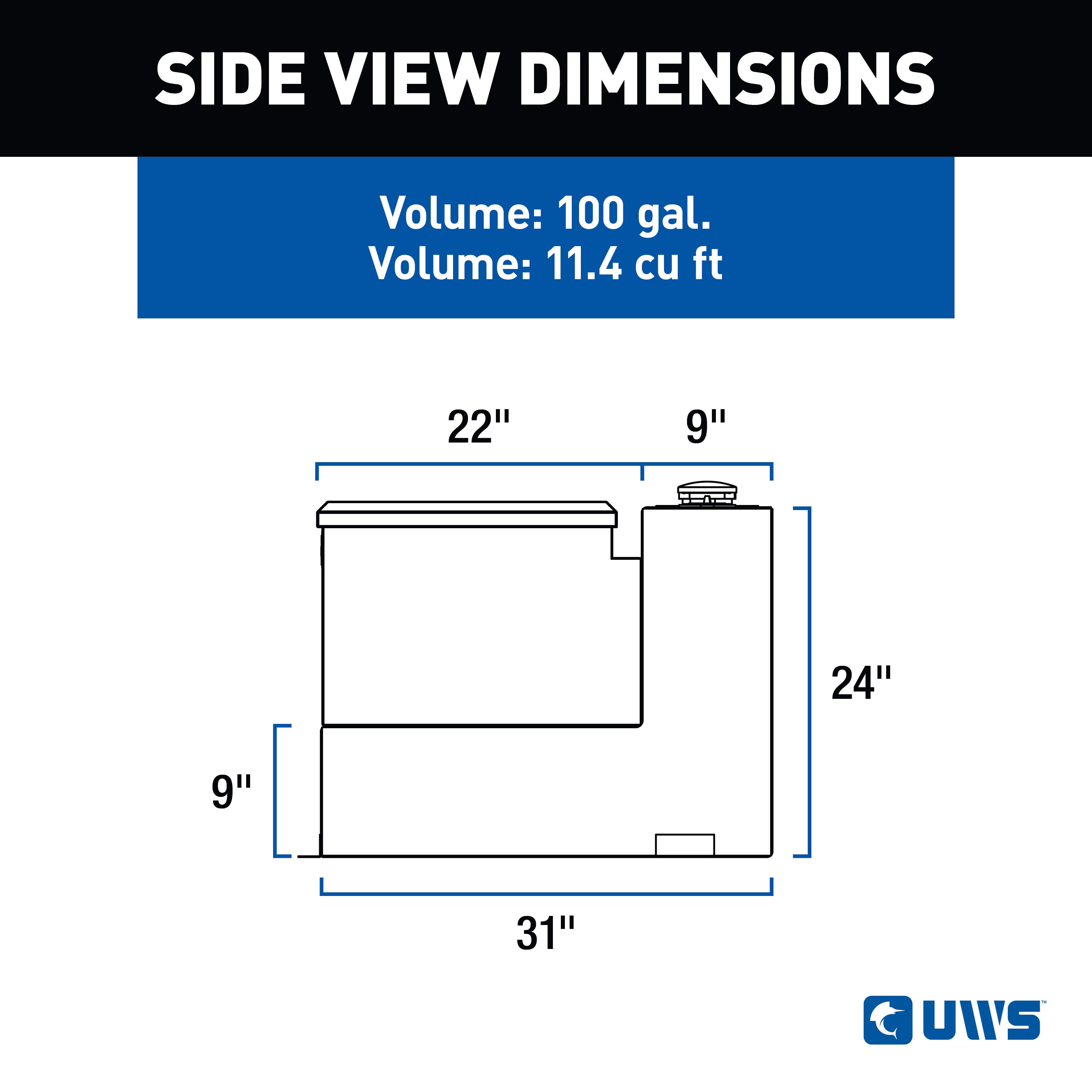 UWS ST-100-COMBO-W White 100-Gallon Steel-Aluminum Combo Transfer Tank
