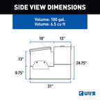 UWS ST-100HH-CB-MB Matte Black Hammerhead-Style 100-Gallon Steel-Aluminum Combo Transfer Tank