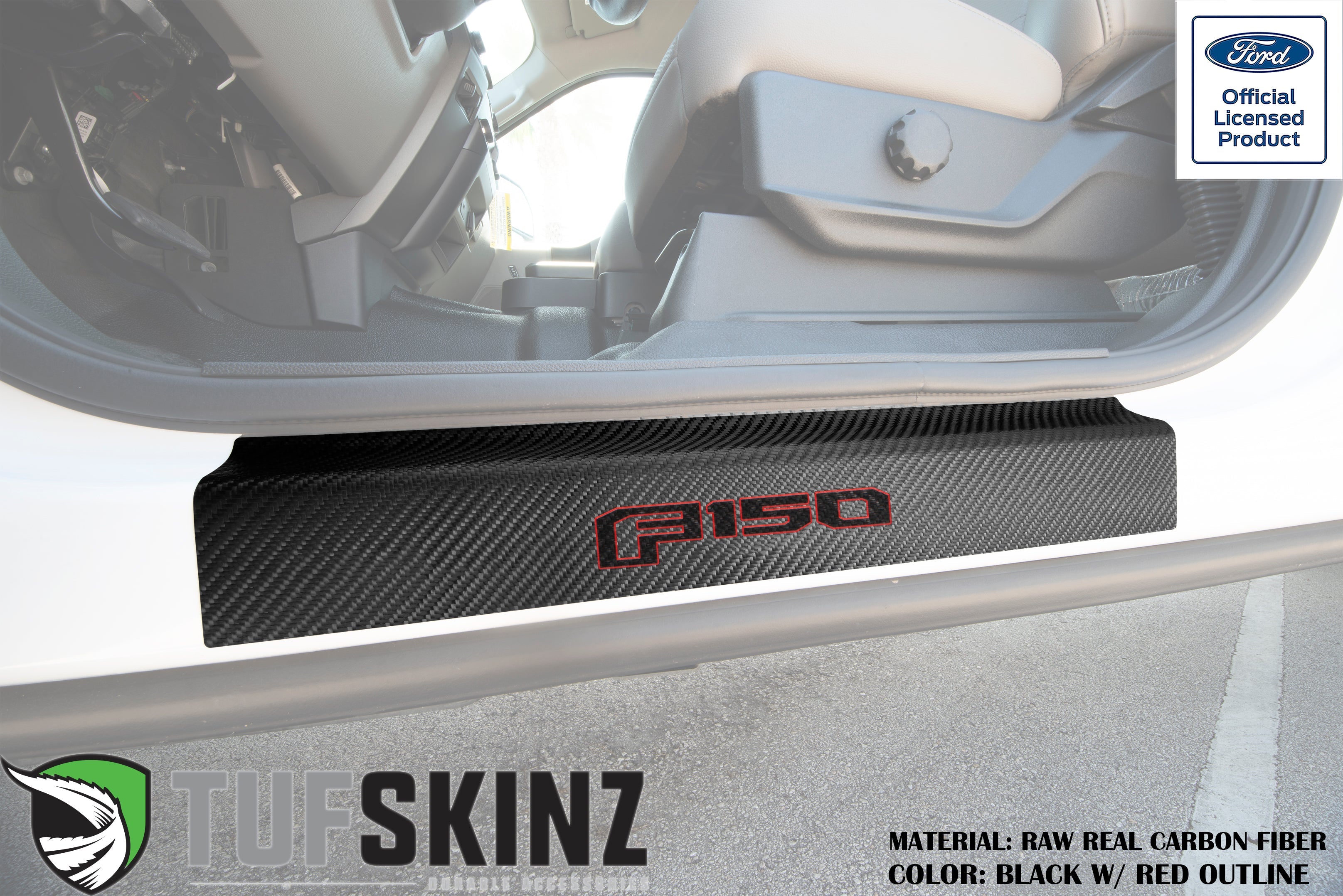 Door Sill Protection Overlays (Real Carbon Fiber) Fits 2015-2020 Ford F-150