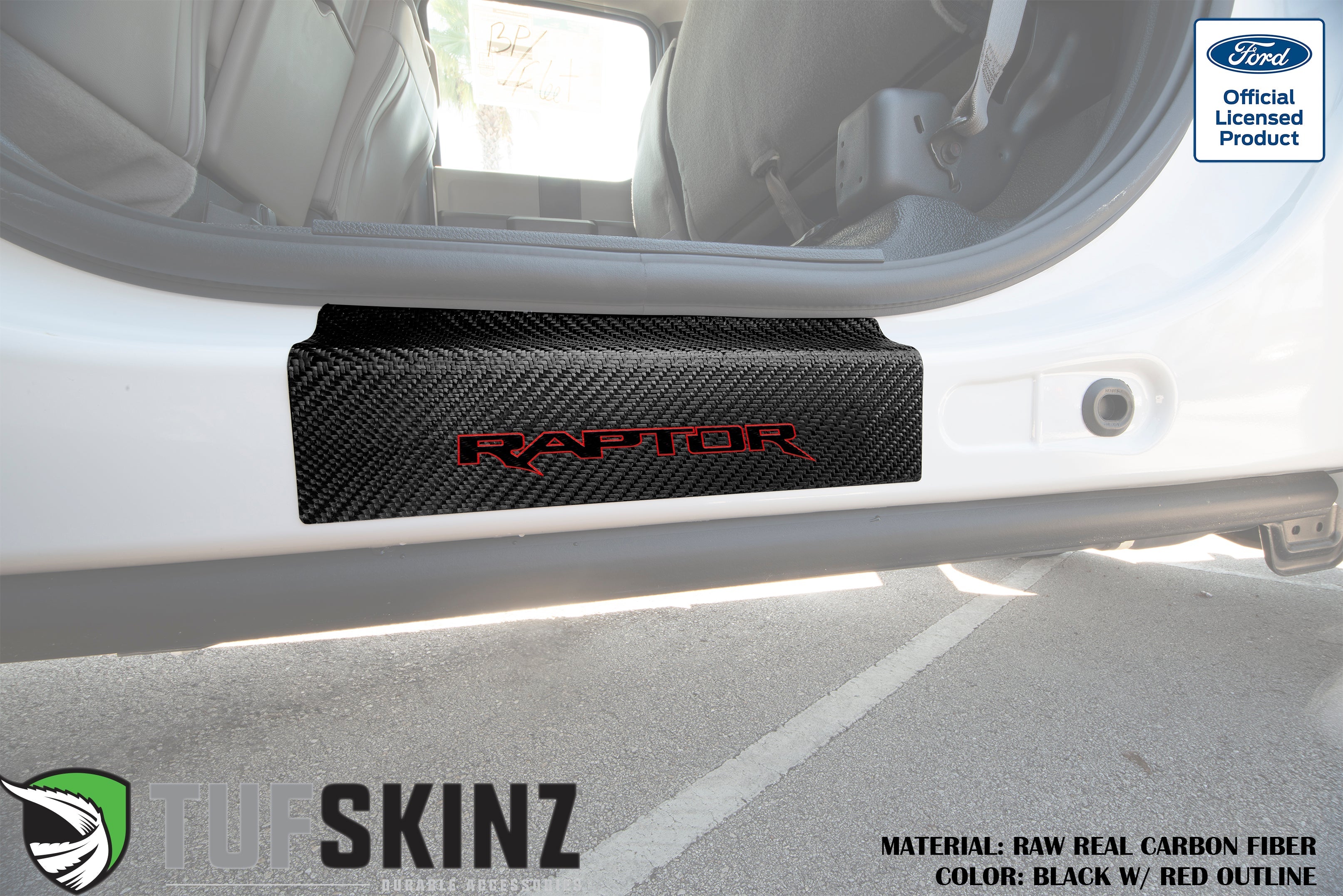 Door Sill Protection Overlays (Real Carbon Fiber) Fits 2015-2020 Ford F-150