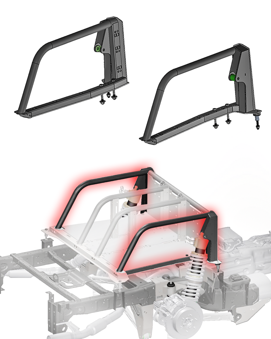 Foutz Motorsports Modular Bed Organizer Side Shock Mount Kit - Long Travel Suspension 2024-2026 Ford Ranger Raptor