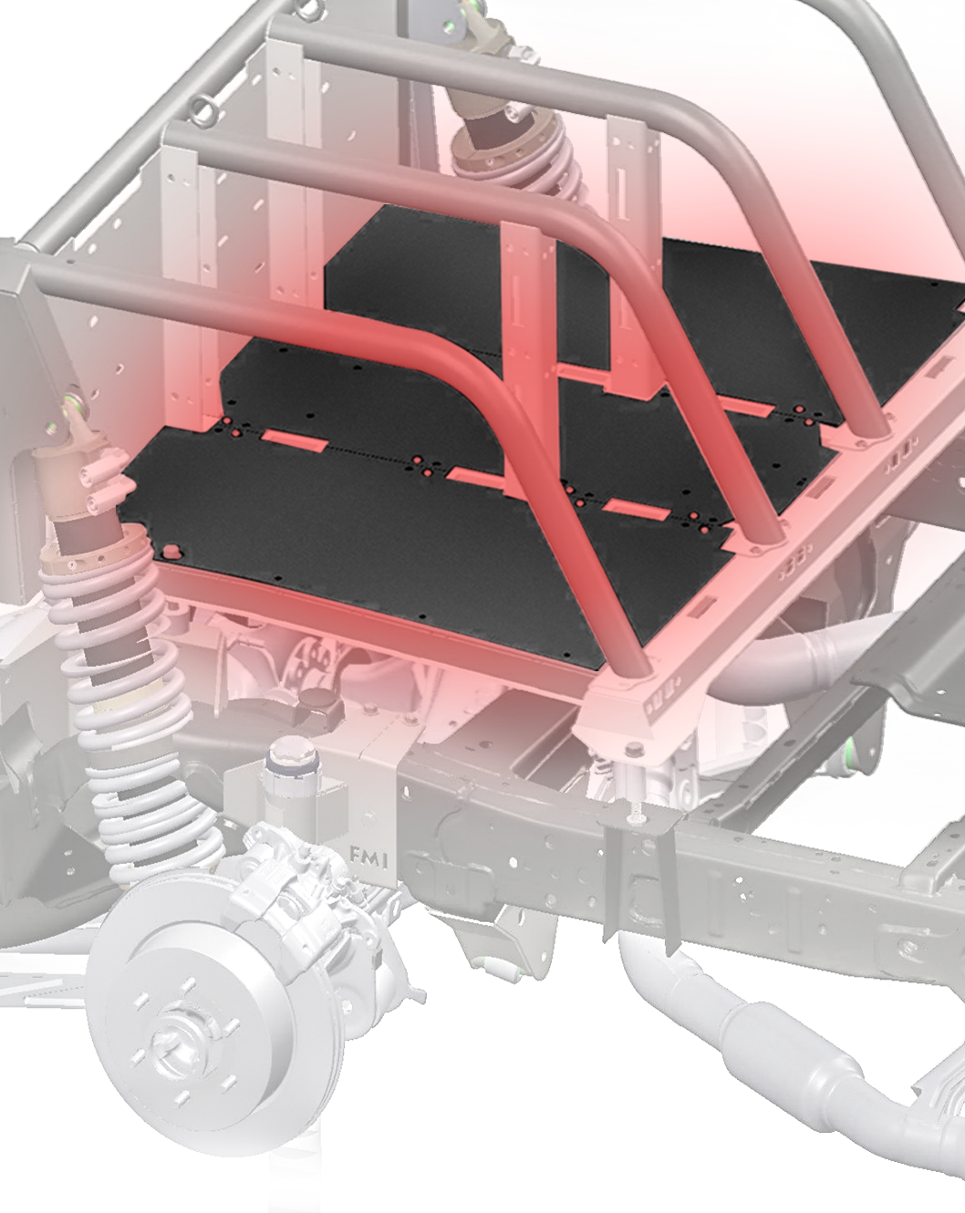 Foutz Motorsports Modular Bed Organizer Aluminum floor plates 3-pc - front deck kit 2024-2026 Ford Ranger Raptor