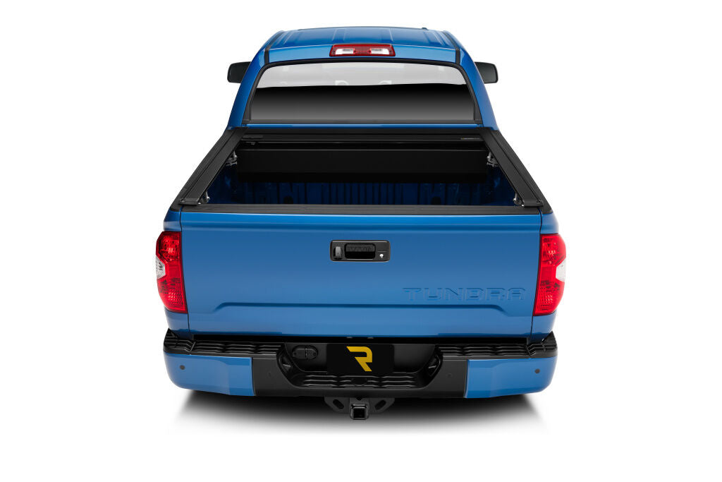 RetraxOne XR Retractable Tonneau Cover Matte One Piece Polycarbonate Construction 2007-2021 Toyota Tundra CrewMax 5' 6 inch Bed without Deck Rail System without Stake Pockets without Trail Special Edition Storage Boxes