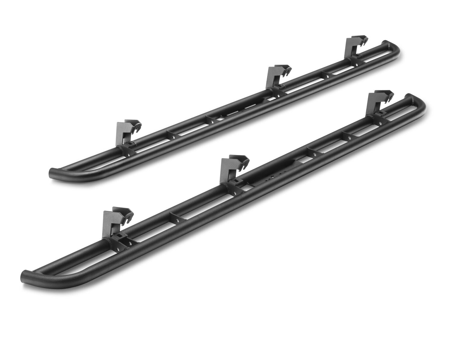 RKR Rock Rails Cab Length (2 Steps per Side) without Kick Out 2007-2021 Toyota Tundra CrewMax Textured Black NFab