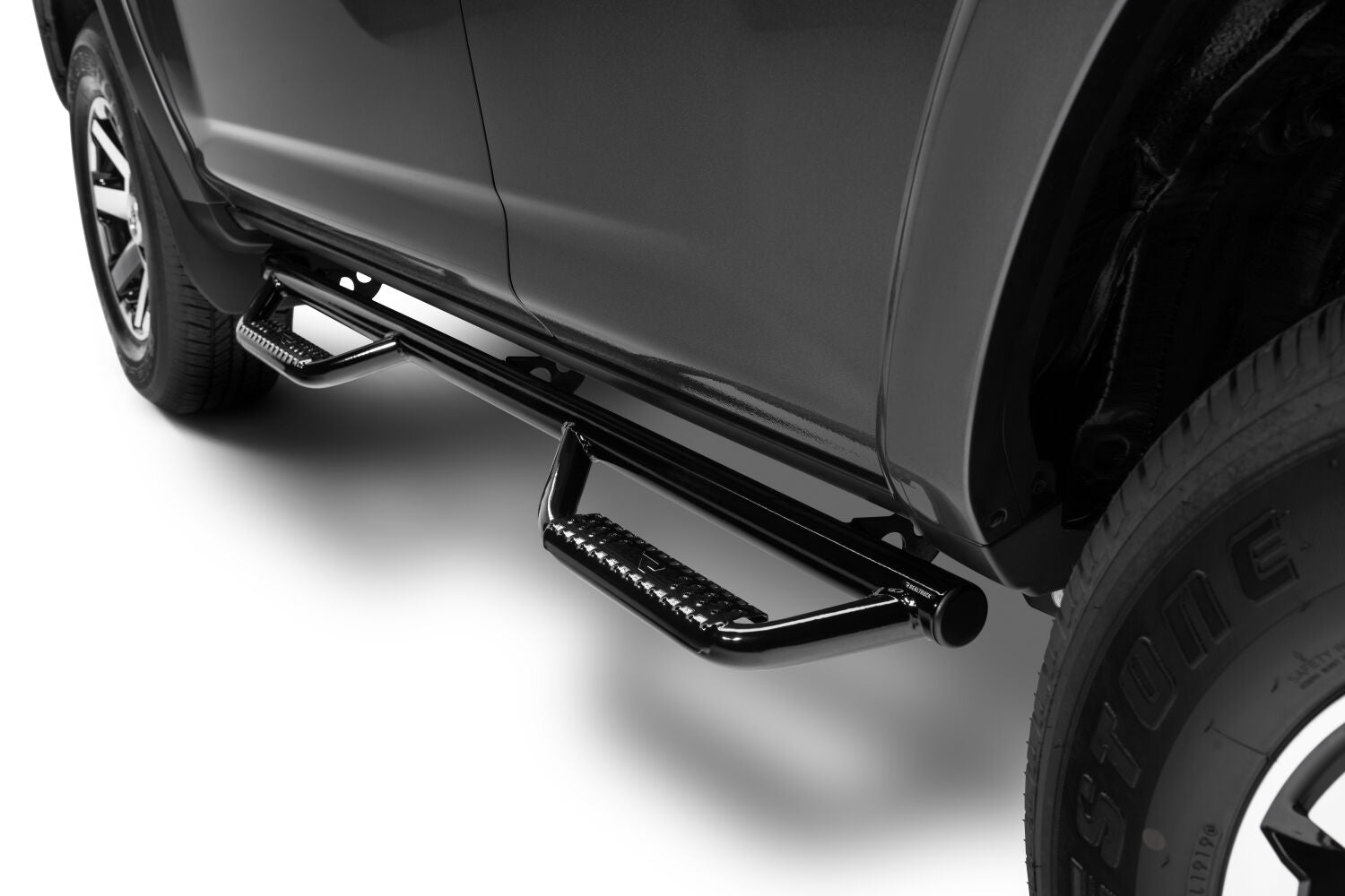 Nerf Step Bar Wheel-to-Wheel (2 Steps per Side) 3 Inch Main Tube Diameter 2014-2024 Toyota 4Runner Gloss Black NFab