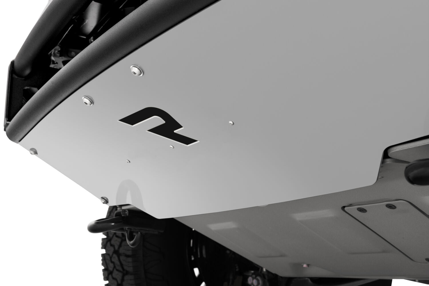 M-RDS Front Bumper Pre-Runner Radius Style 1 Piece with Integrated Brushed Aluminum Skid Plate 2014-2021 Toyota Tundra Gloss Black NFab