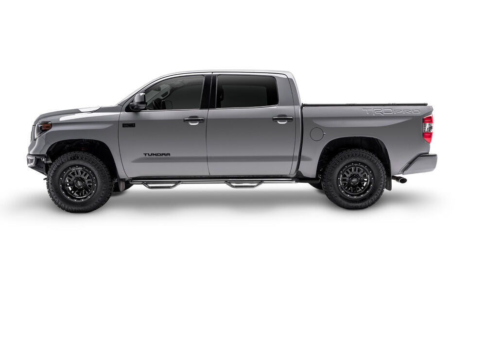 Nerf Step Bar Cab Length (2 Steps per Side) 3 Inch Main Tube Diameter 2022-2025 Toyota Tundra CrewMax Gloss Black NFab
