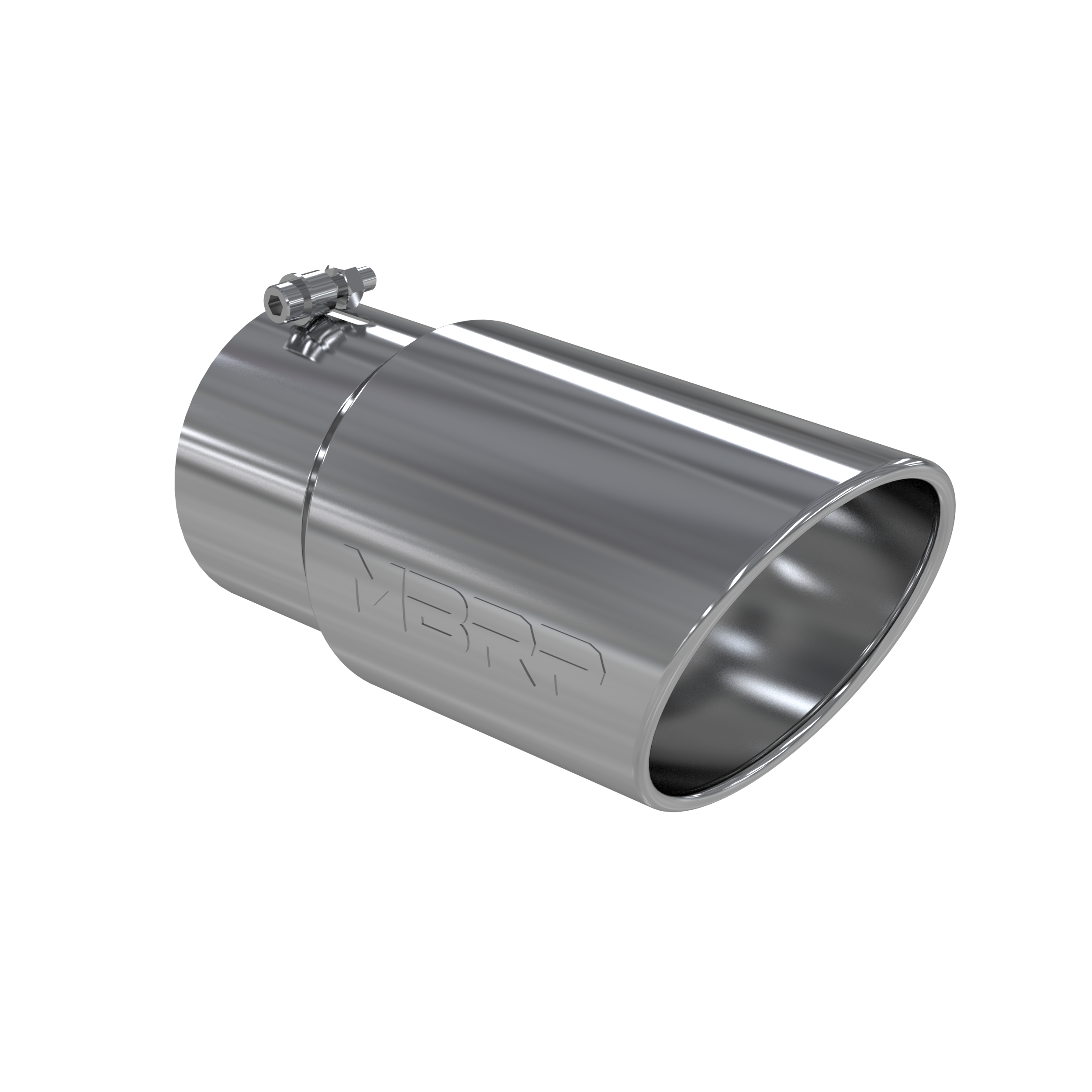 Exhaust Tail Pipe Tip 6 Inch O.D. Angled Rolled End 5 Inch Inlet 12 Inch Length T304 Stainless Steel MBRP