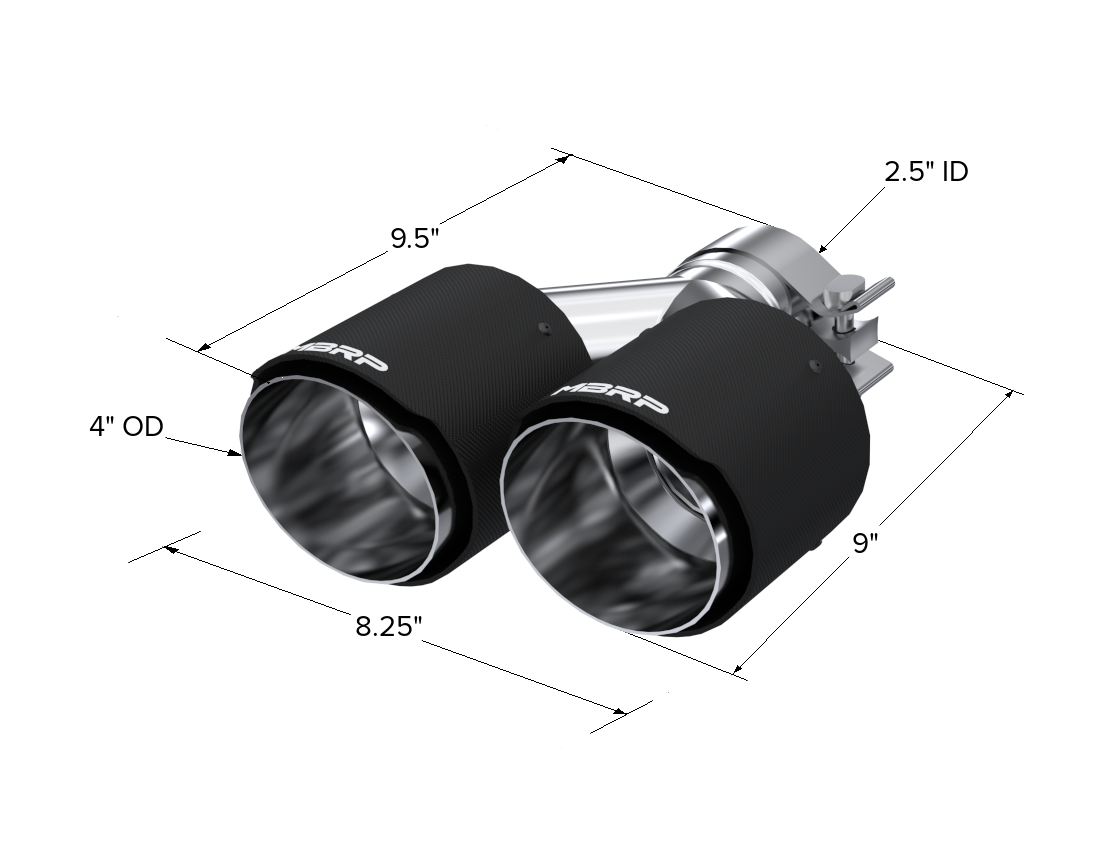 Carbon Fiber Tip 2.5 Inch ID Dual 4 Inch OD Out 9.50 Inch Length Dual Wall MBRP