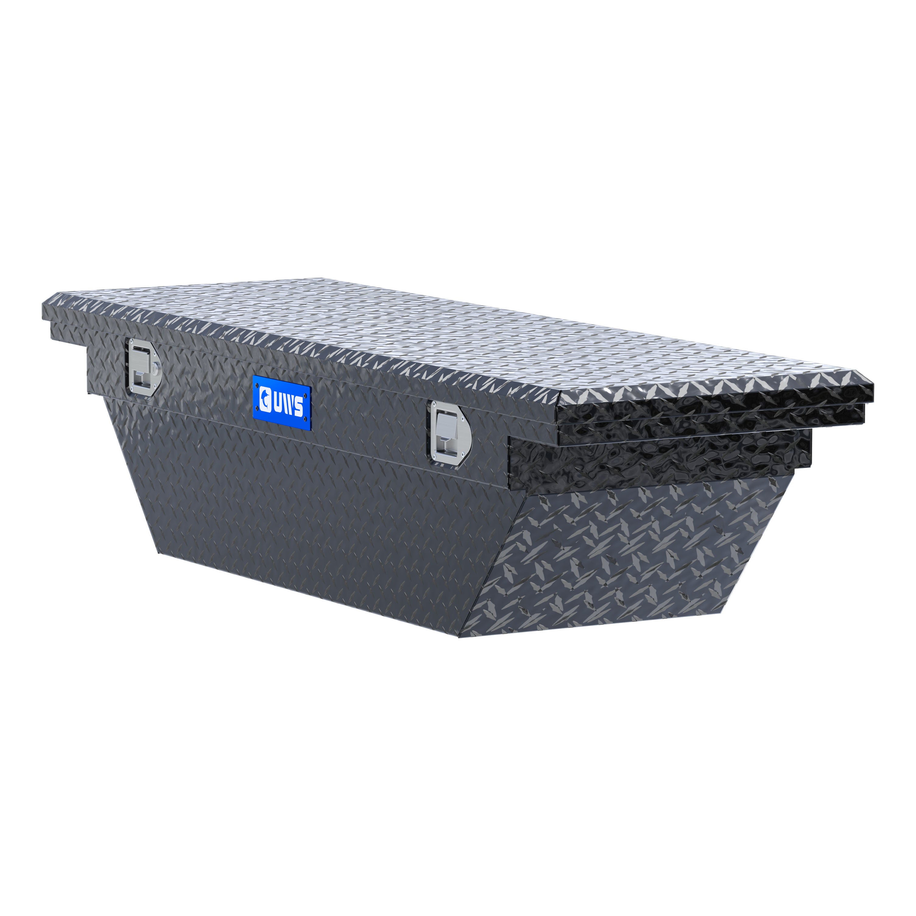 UWS TBS-60-A-LP-BLK Gloss Black Aluminum 60" Angled Truck Tool Box, Low Profile (LTL Shipping Only)