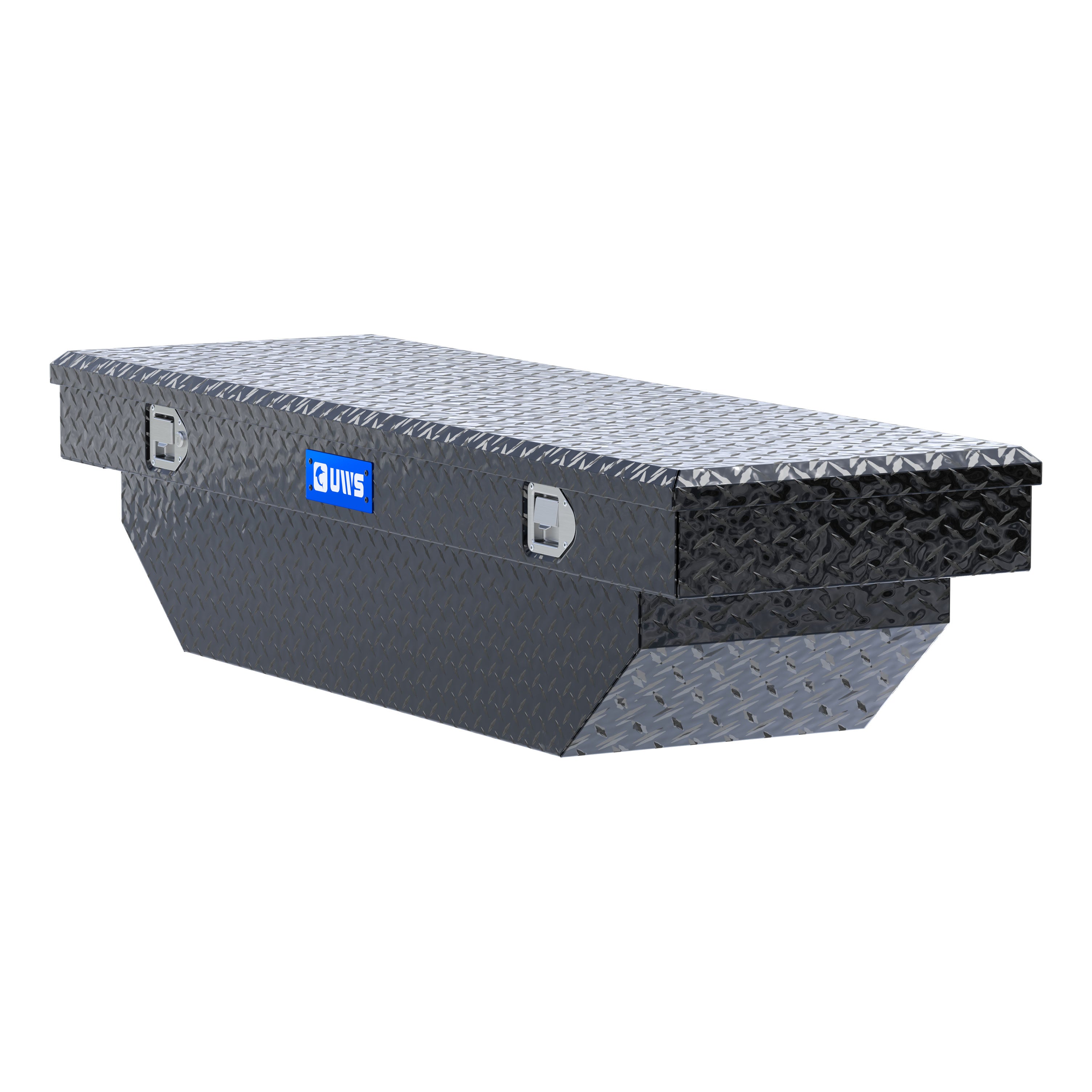 UWS TBS-63-A-BLK Gloss Black Aluminum 63" Angled Crossover Truck Tool Box (LTL Shipping Only)