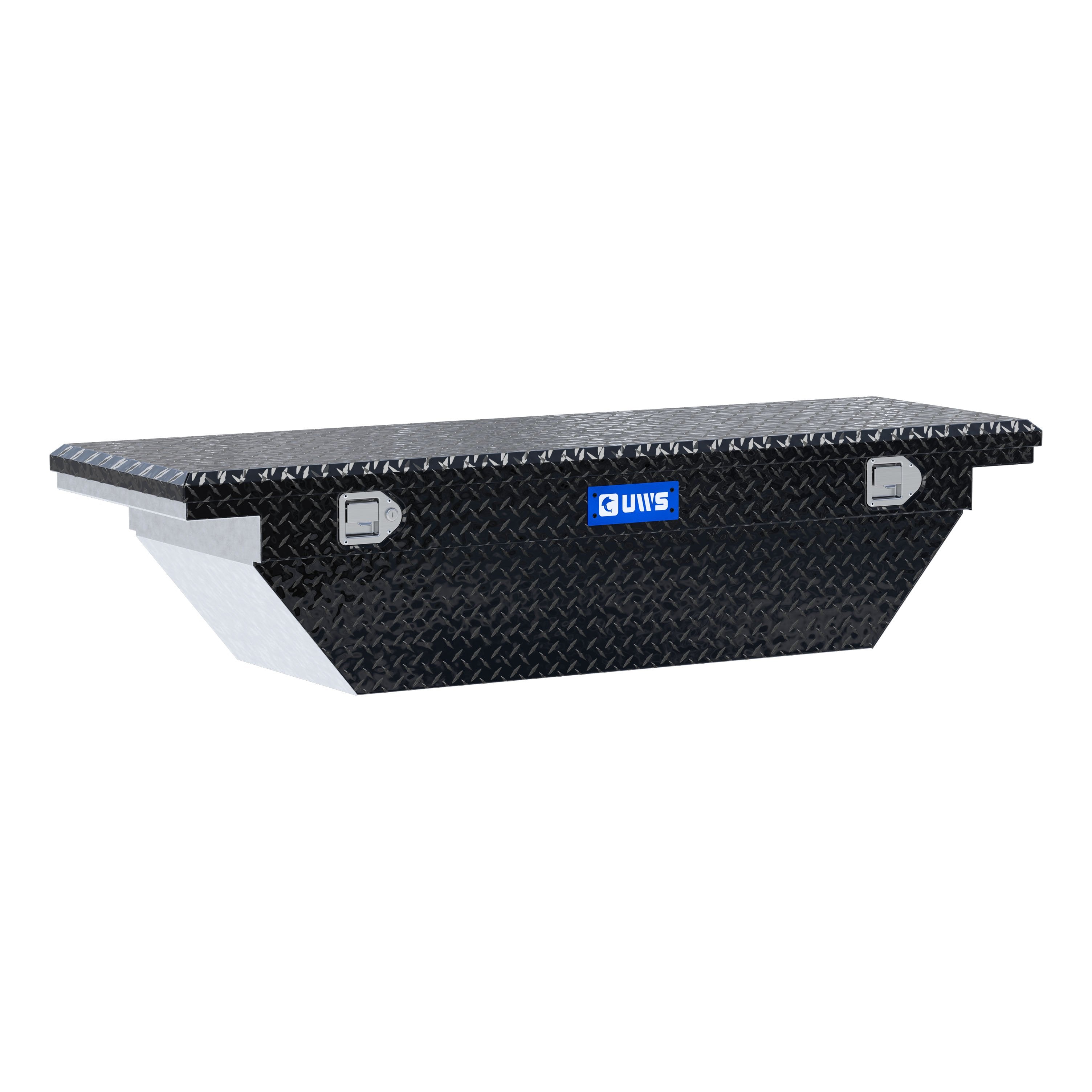 UWS TBS-63-A-LP-BLK Gloss Black Aluminum 63" Angled Truck Tool Box, Low Profile (LTL Shipping Only)