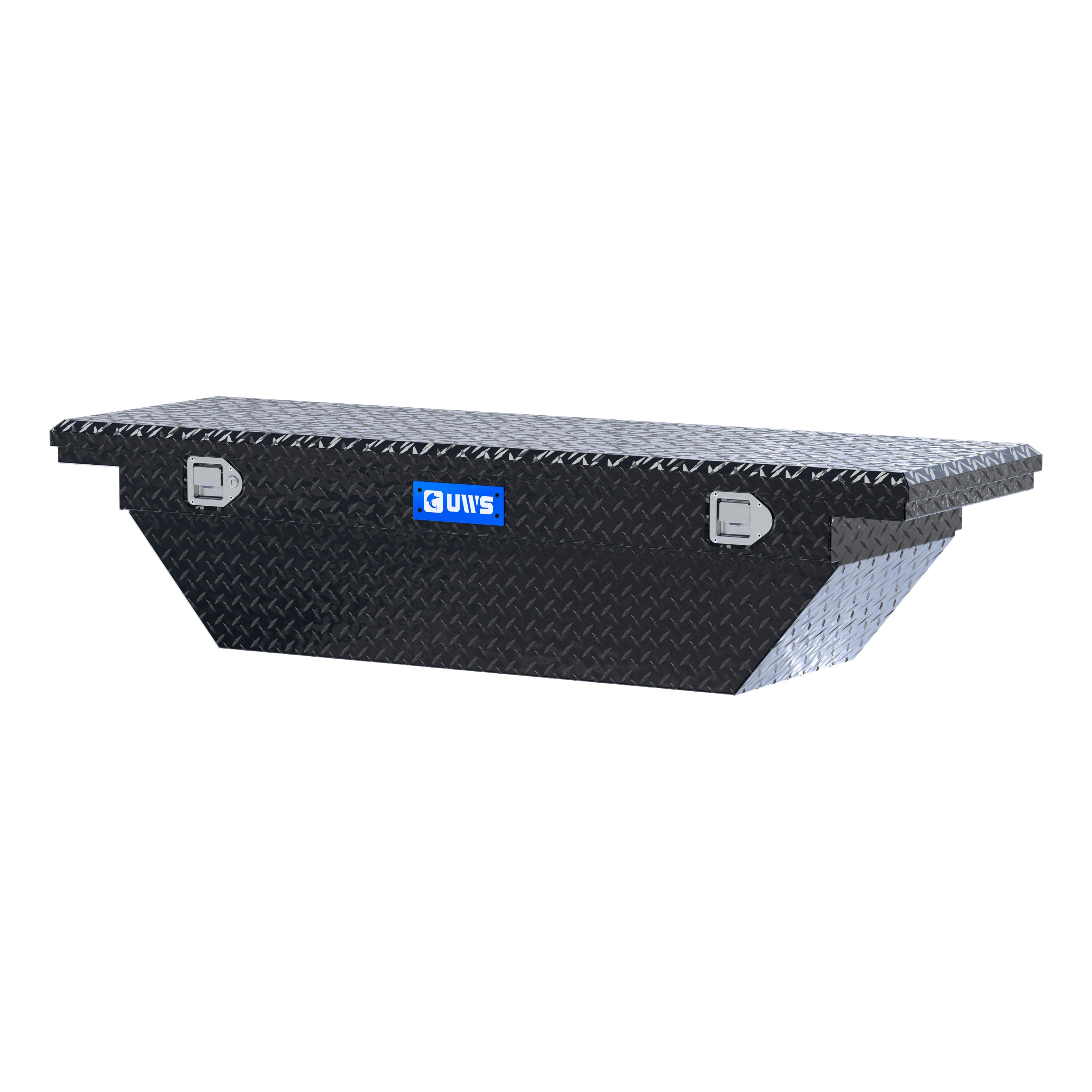 UWS TBS-63-A-LP-BLK Gloss Black Aluminum 63" Angled Truck Tool Box, Low Profile (LTL Shipping Only)