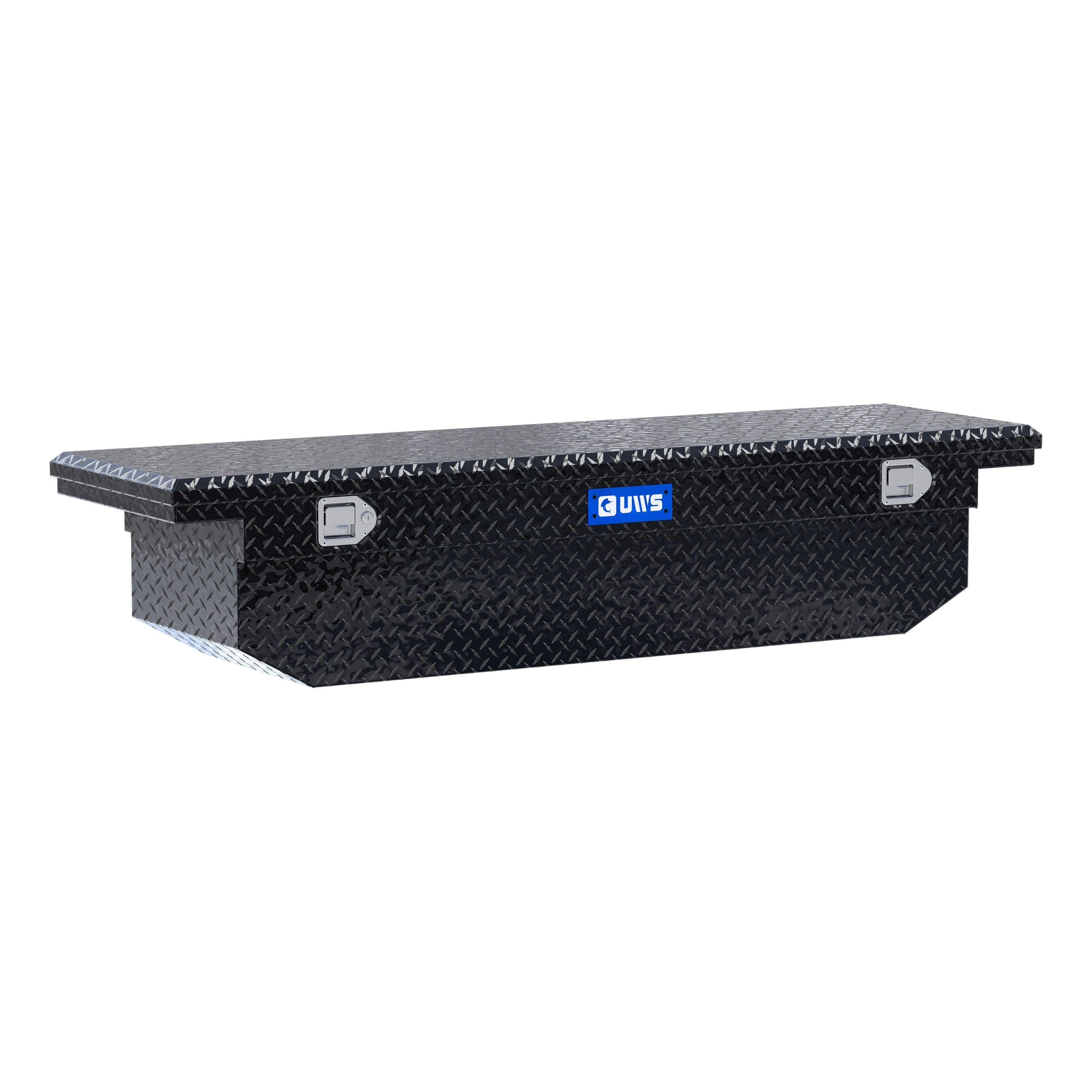 UWS TBS-69-A-LP-BLK Gloss Black Aluminum 69" Angled Truck Tool Box, Low Profile (LTL Shipping Only)