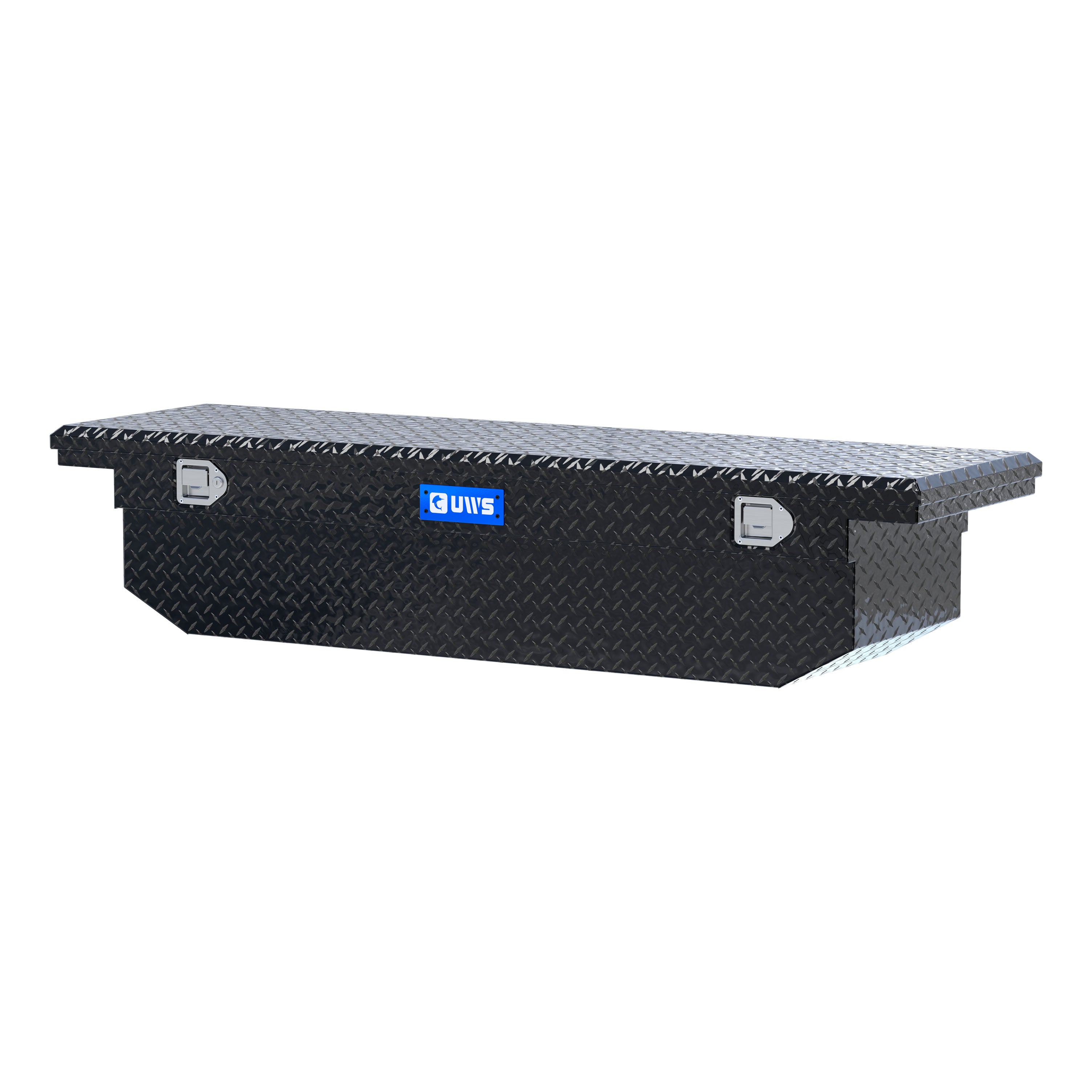 UWS TBS-69-A-LP-BLK Gloss Black Aluminum 69" Angled Truck Tool Box, Low Profile (LTL Shipping Only)