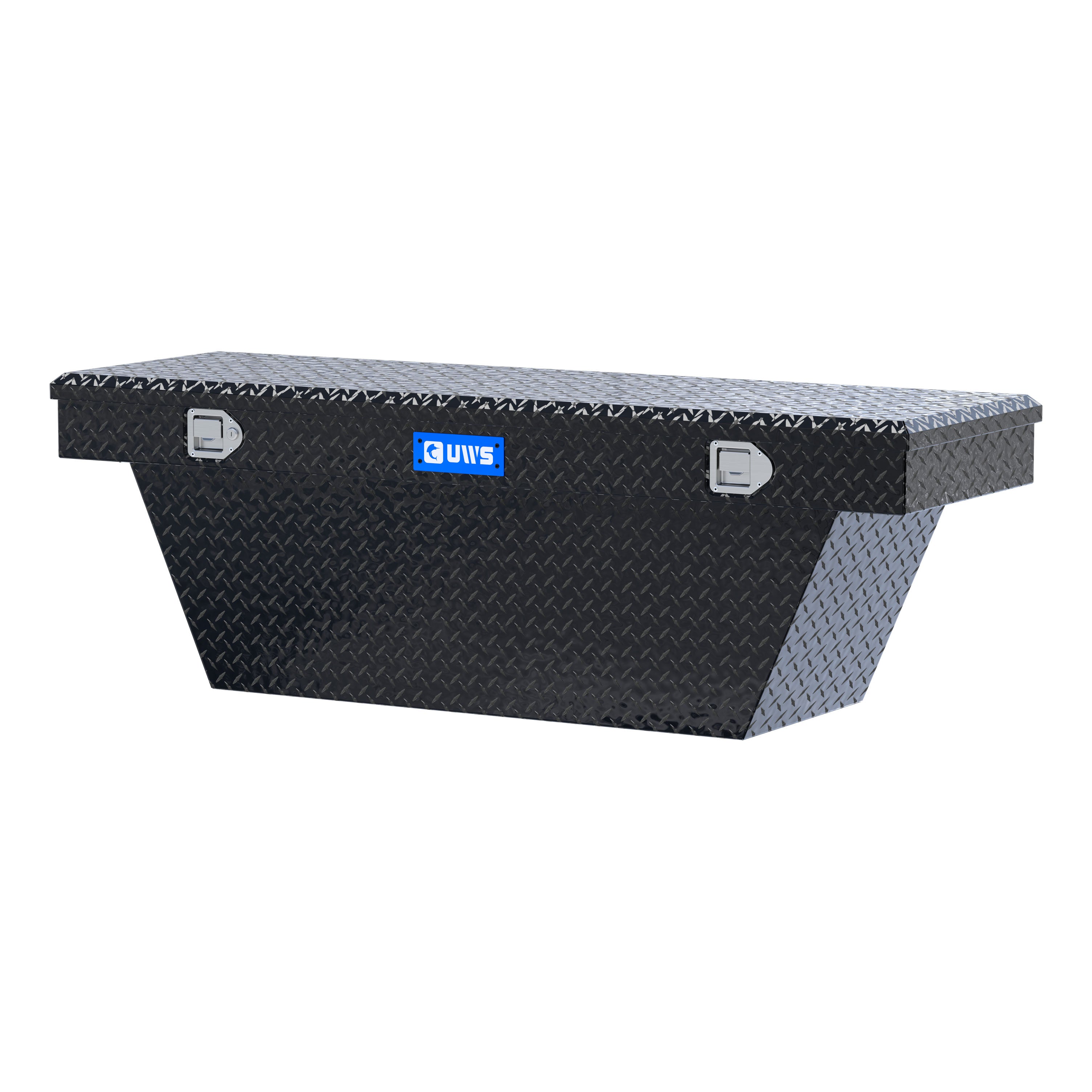 UWS TBSD-63A-BLK Gloss Black Aluminum 63" Deep Angled Truck Tool Box (LTL Shipping Only)