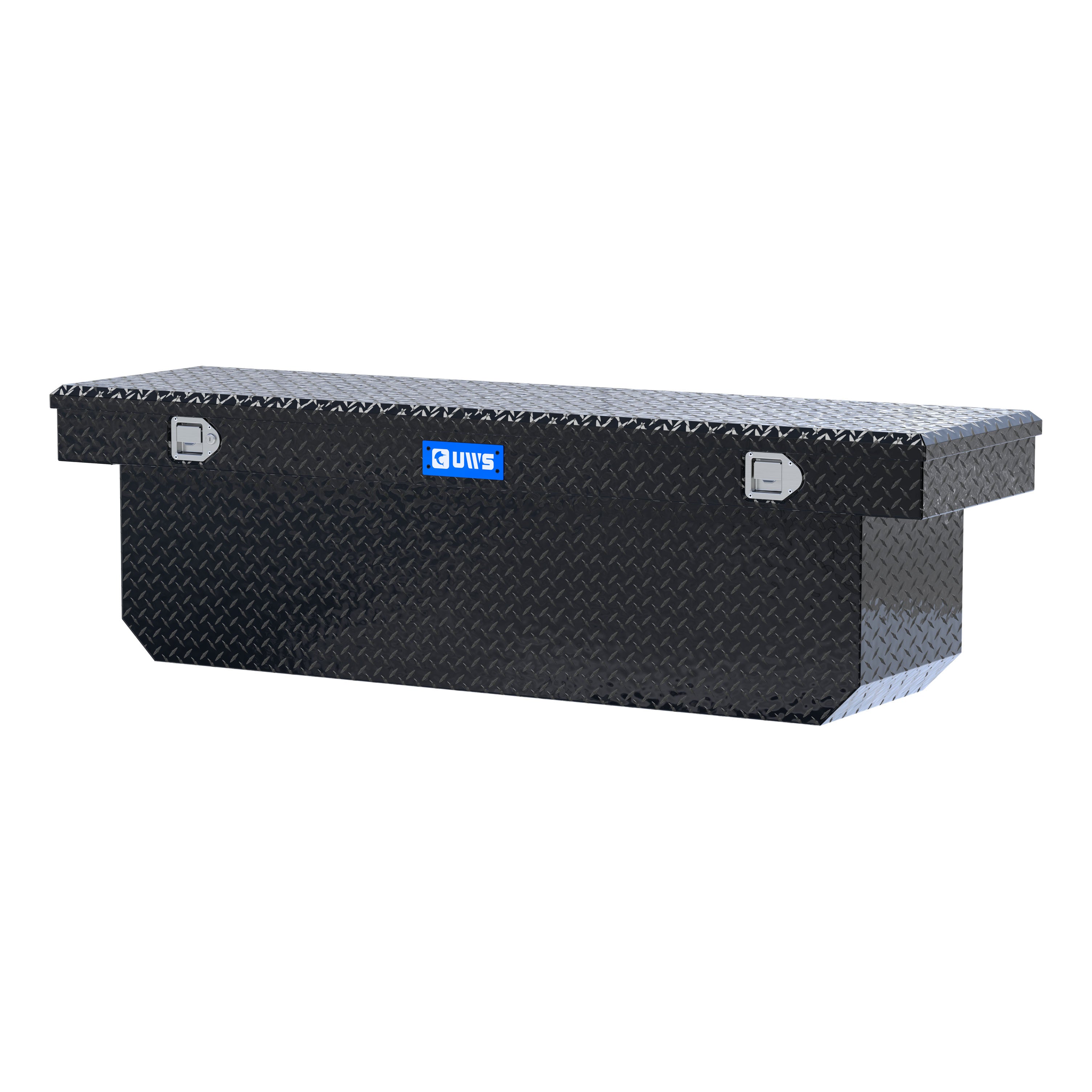 UWS TBSD-72-A-BLK Gloss Black Aluminum 72" Deep Angled Crossover Truck Tool Box