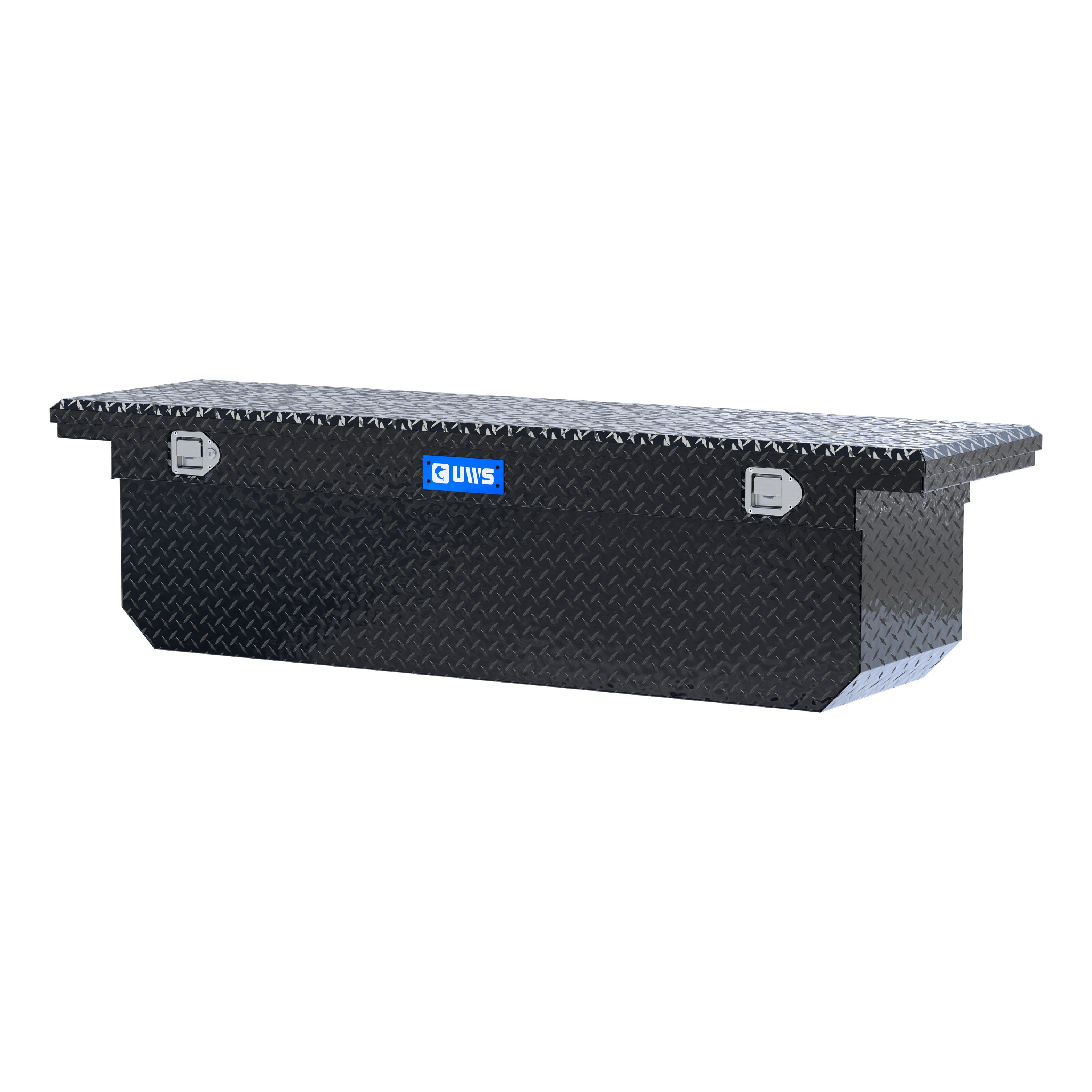 UWS TBSD-72-A-LP-B Gloss Black Aluminum 72" Deep Angled Crossover Truck Tool Box with Low Profile