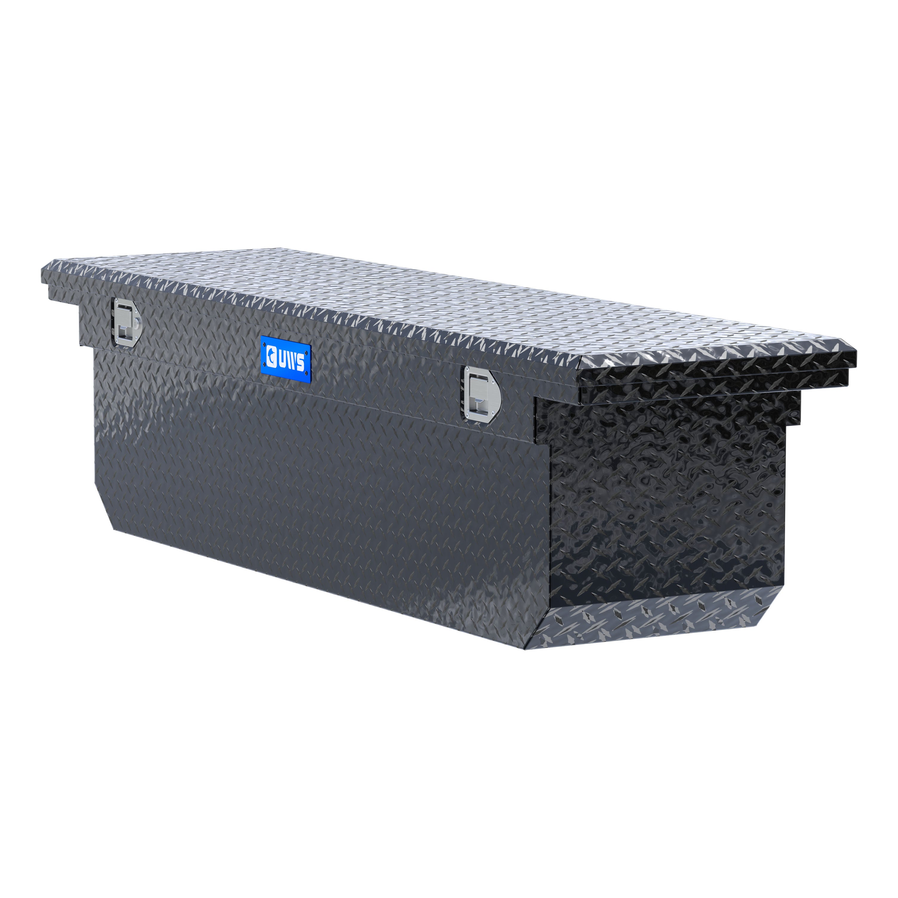 UWS TBSD-72-A-LP-B Gloss Black Aluminum 72" Deep Angled Crossover Truck Tool Box with Low Profile