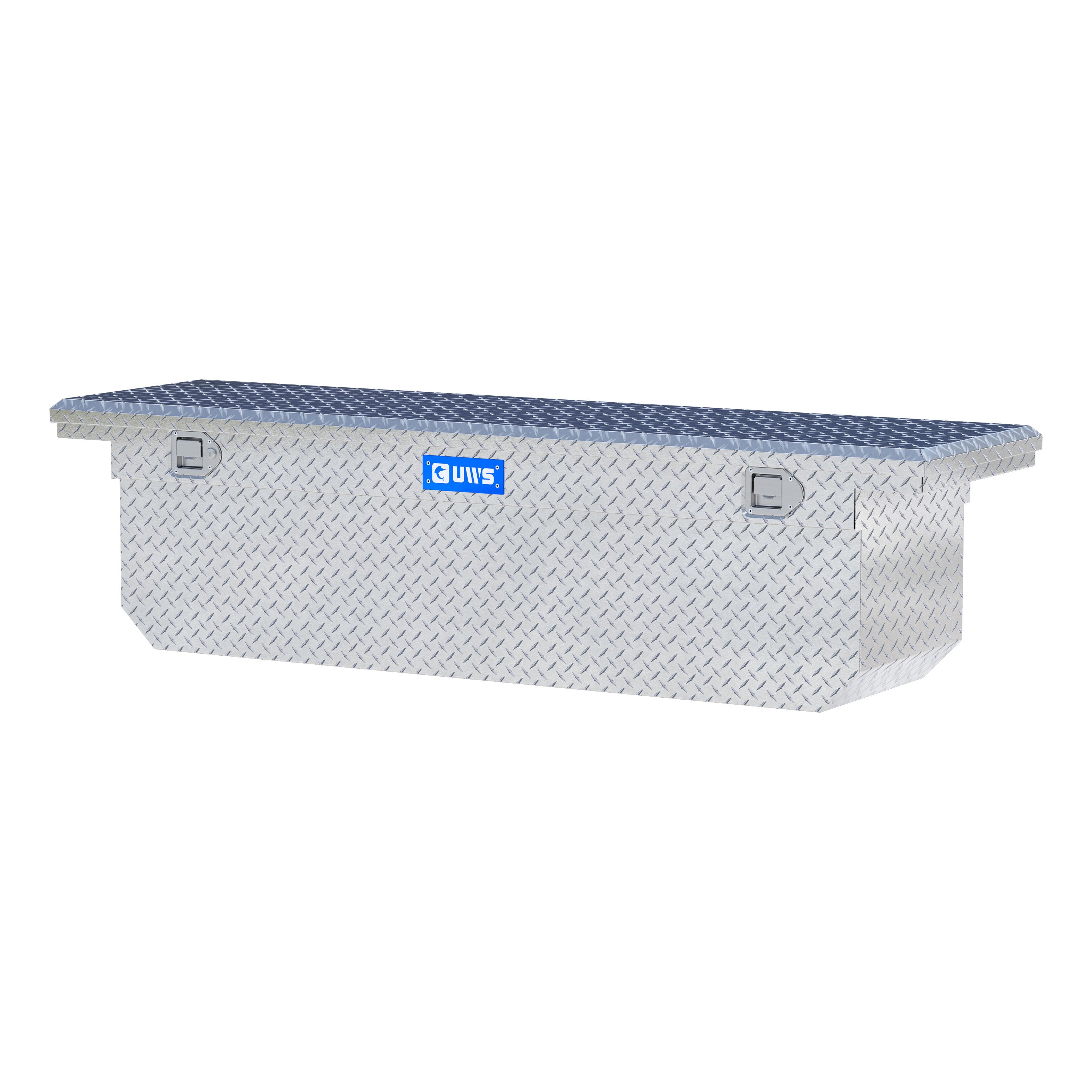 UWS TBSD-72-A-LP Bright Aluminum 72" Deep Angled Crossover Truck Tool Box with Low Profile