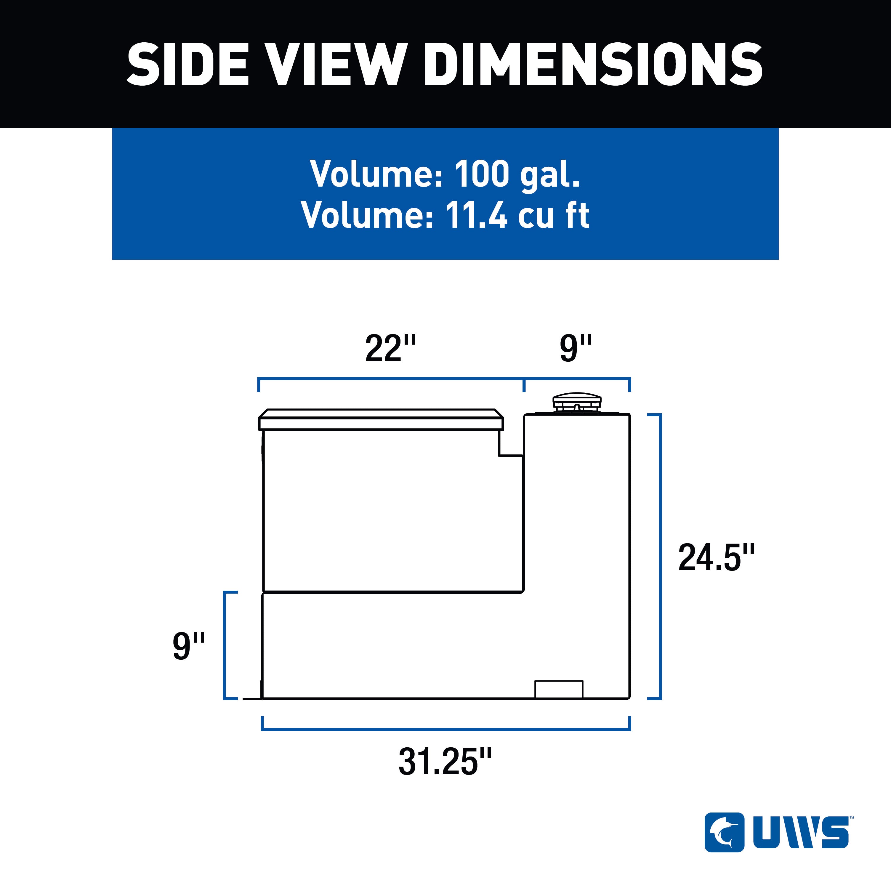 UWS TT-100-CB-B Gloss Black 100-Gallon Combo Aluminum Transfer Tank