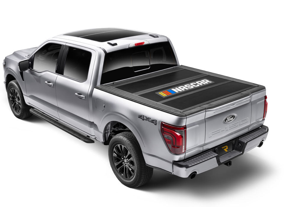 Tonneau Cover RealTruck NASCAR Edition 2022-2026 Toyota Tundra 5 Foot 7 Inch Bed With Or Without Deck Rail System Without Trail Special Edition Storage Boxes Matte Black Finish