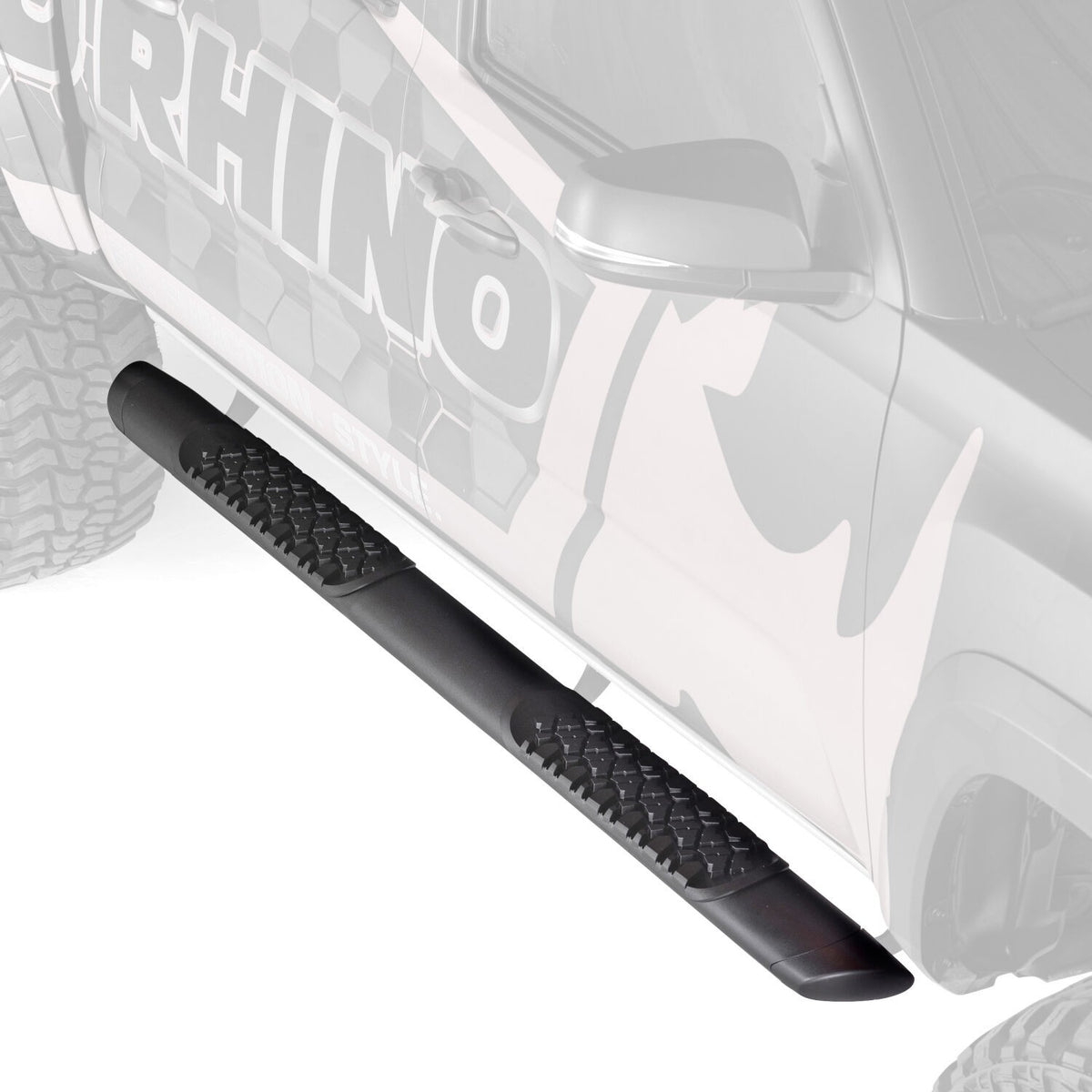 V3 Series Aluminum 5 Inch Elipse Side Steps with Mounting Brackets Textured Black 1999-2016 Ford F-250/F-350 Extended Cab Go Rhino