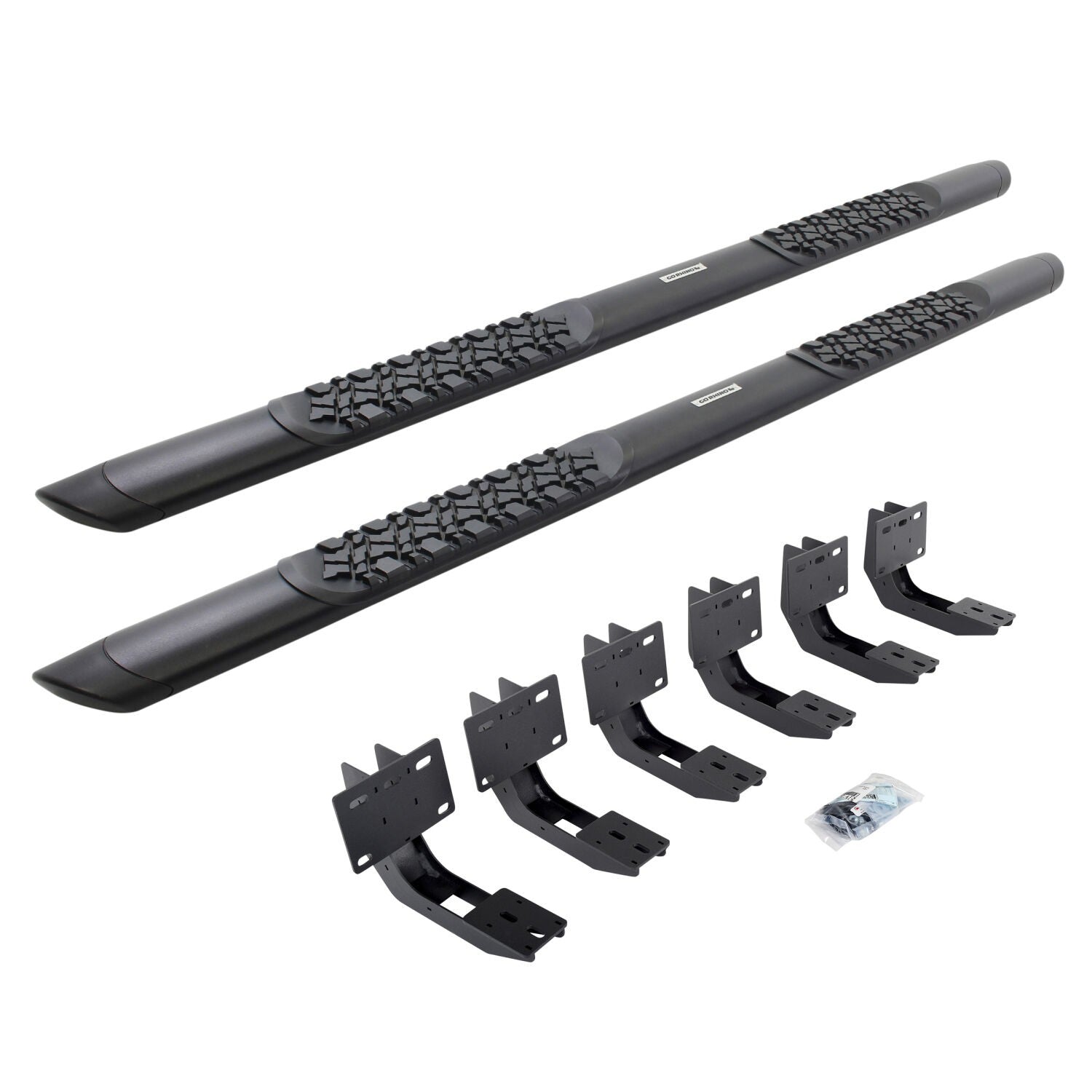 V3 Series Aluminum 5 Inch Elipse Side Steps with Mounting Brackets Textured Black 2019-2026 Ram 1500 Crew Cab Go Rhino