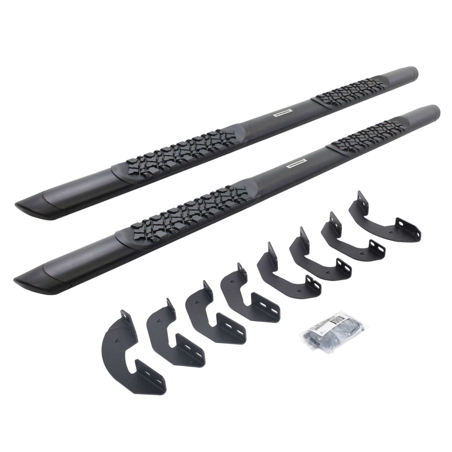 V3 Series Aluminum 5 Inch Elipse Side Steps with Mounting Brackets Textured Black 2007-2021 Toyota Tundra Crew Cab Go Rhino