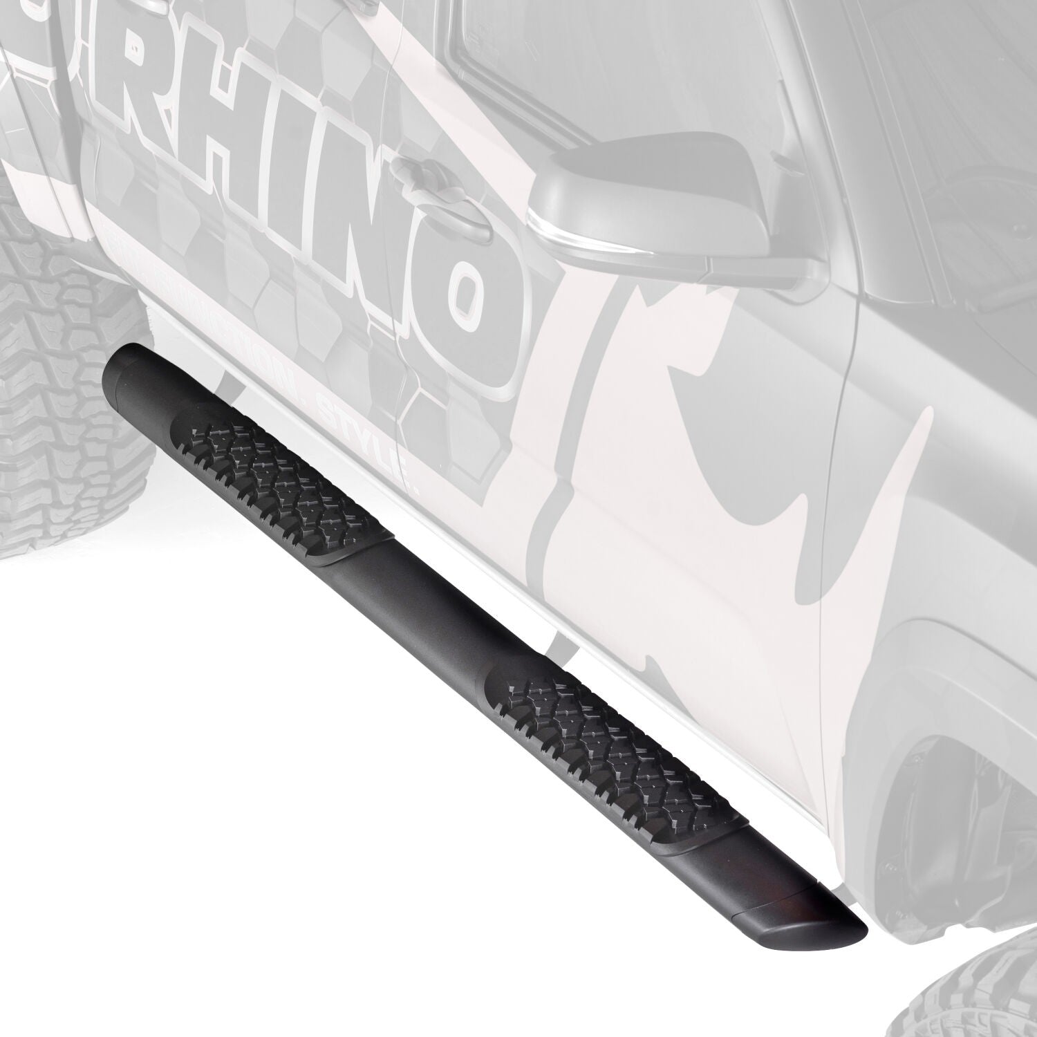 V3 Series Aluminum 5 Inch Elipse Side Steps with Mounting Brackets Textured Black 2022-2026 Toyota Tundra Crew Cab Go Rhino