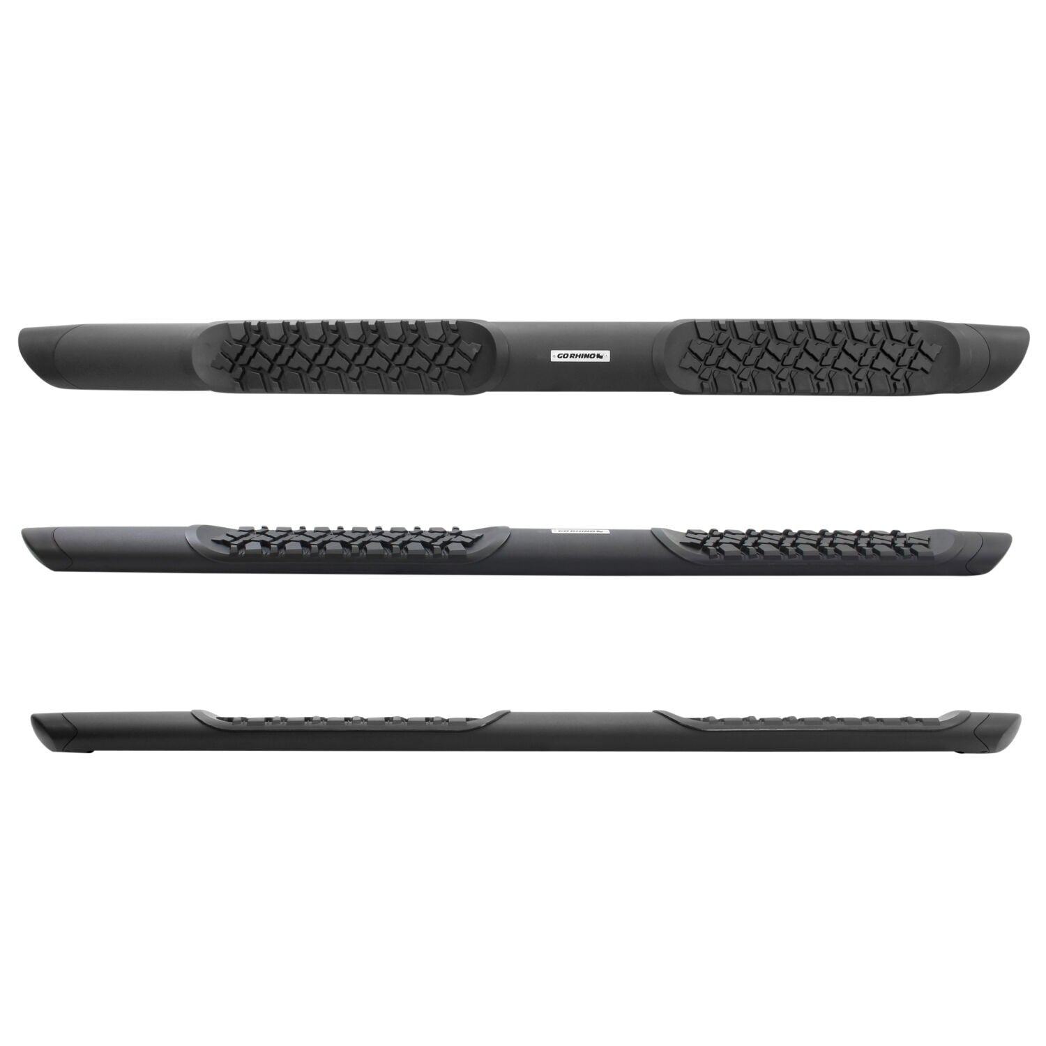 V3 Series Aluminum 5 Inch Elipse Side Steps with Mounting Brackets Textured Black 2018-2026 Jeep Wrangler Go Rhino