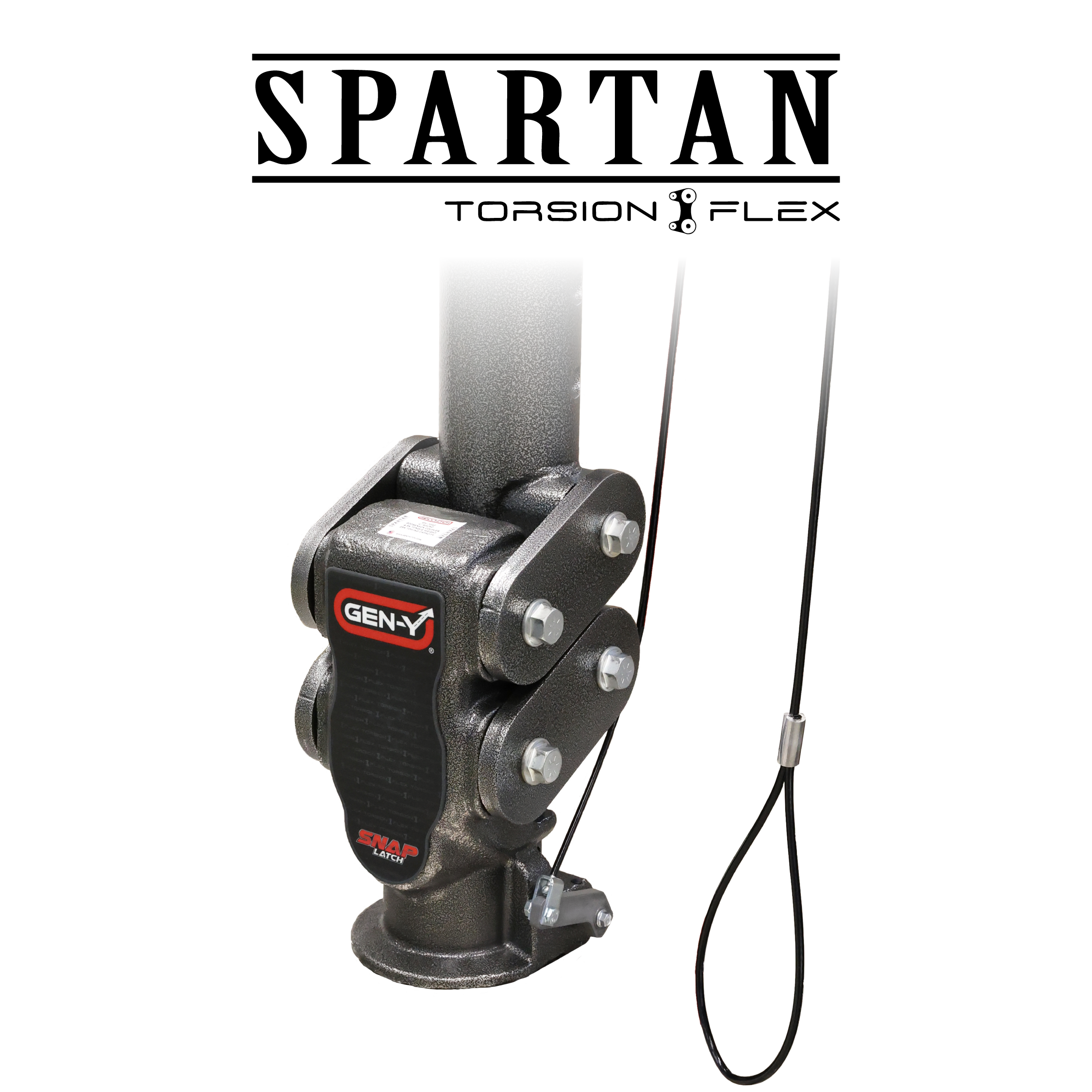 GEN-Y Hitch SPARTAN TORSION-FLEX Snap Latch - 2.5" Offset - 4" Square Tube GN - 2 5/16" Coupler - 4.5K TW - 25K Towing - Includes Pin & Pull Rod