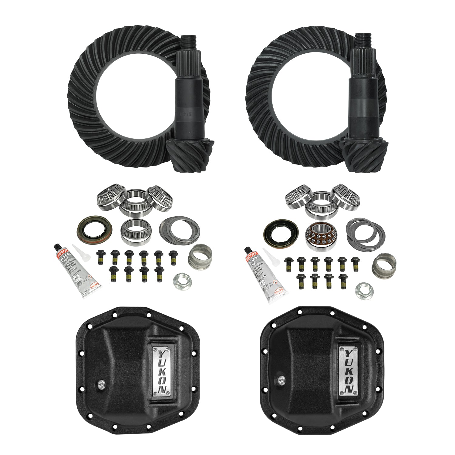 Stage 2 Jeep Jl/Jt Re-Gear Kit W/Covers For Dana 44 4.11 Ratio 28 Spline JL & Jt Rubicon M220 Rear/ M210 Front Stage 2 Gear Kit Package 4.11 Ratio W/ F&R Covers Yukon Gear