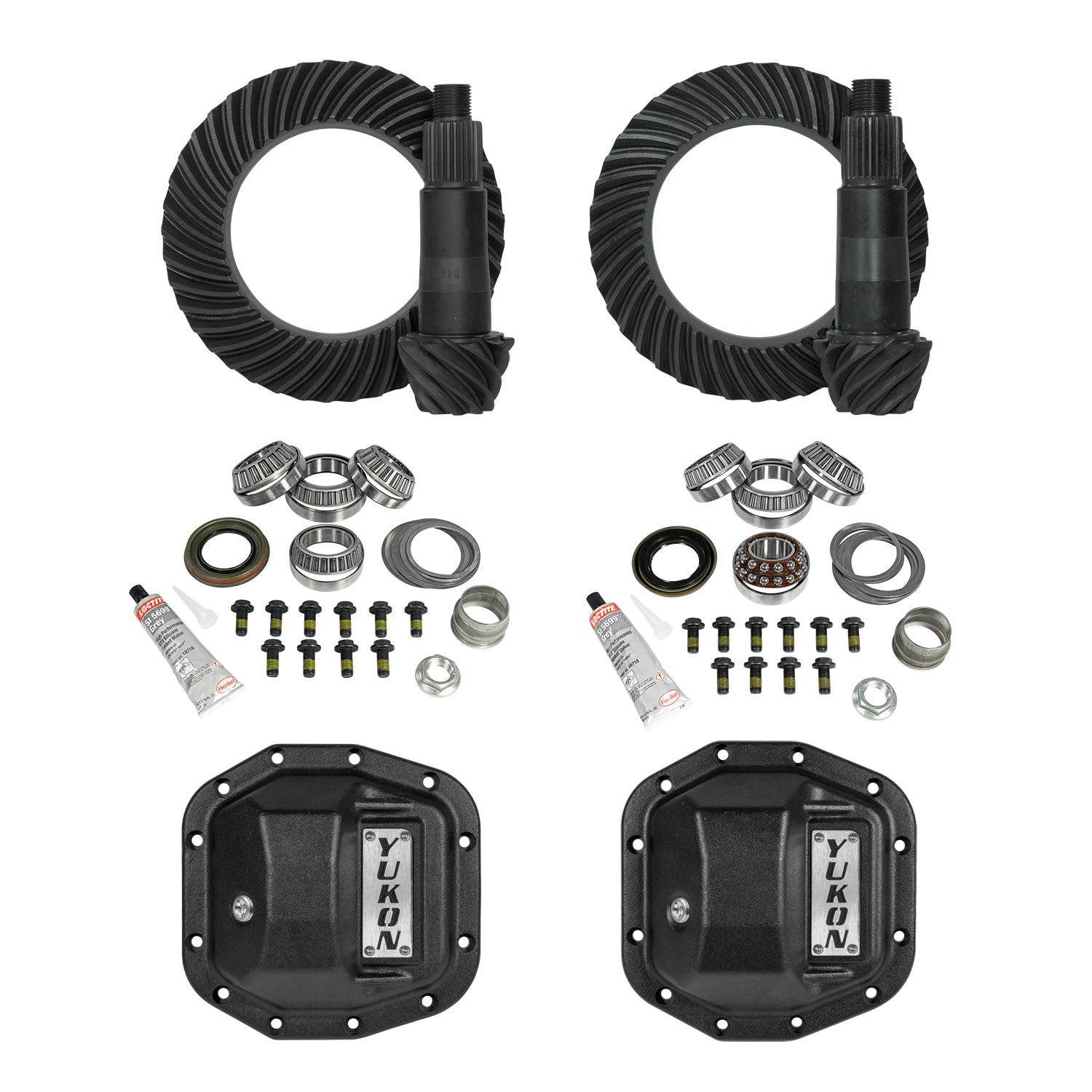 Stage 2 Jeep JL Re-Gear Kit W/Covers For Dana 30/35 4.56 Ratio 24 Spline JL Non-Rubicon M200 Rear/ M186 Front Stage 2 Gear Kit Package 4.56 Ratio W/ F&R Covers Yukon Gear