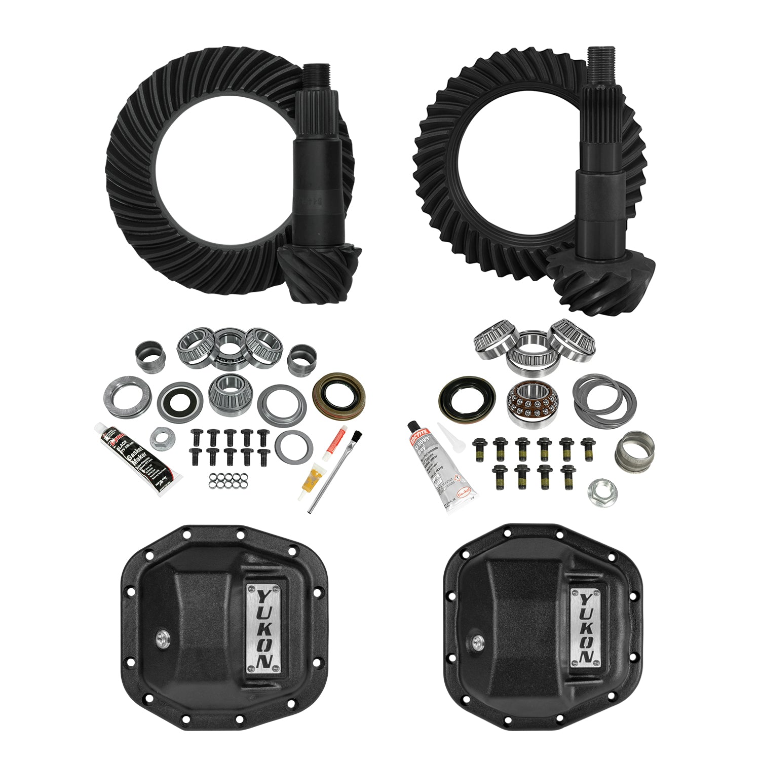 Stage 2 Jeep JL Re-Gear Kit W/Covers Dana 30/44 4.56 Ratio 24/28 Spline JL Non-Rubicon M220 Rear/ M186 Front Stage 2 Gear Kit Package 4.56 Ratio W/ F&R Covers Yukon Gear
