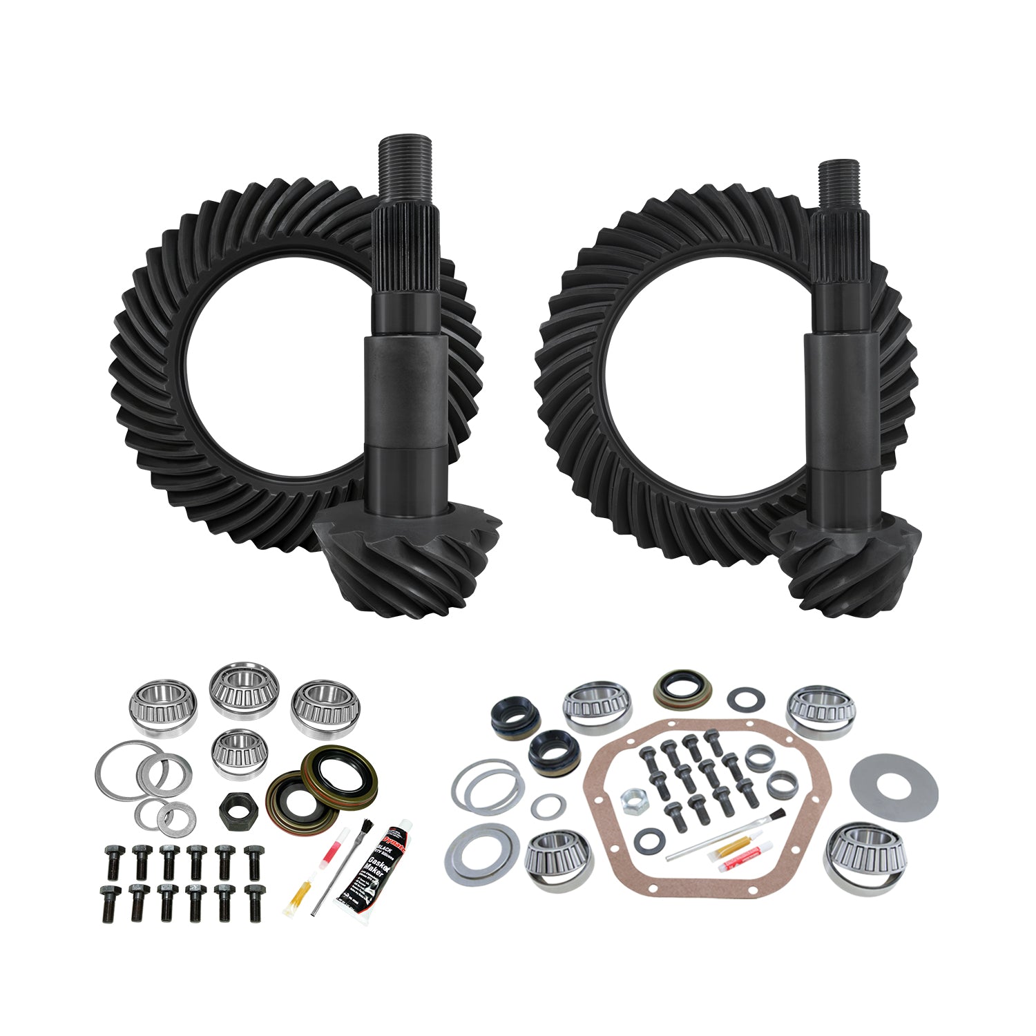Re-Gear & Install Kit D60 Reverse/Thick Front D80 Rear Ford F350 4.30 00-16 F350 Drw 4.30 Gear/Kit Package D80 Rear (4.10&Up Case)/ D60 Rev Thick (4.10&Down Case) Yukon Gear