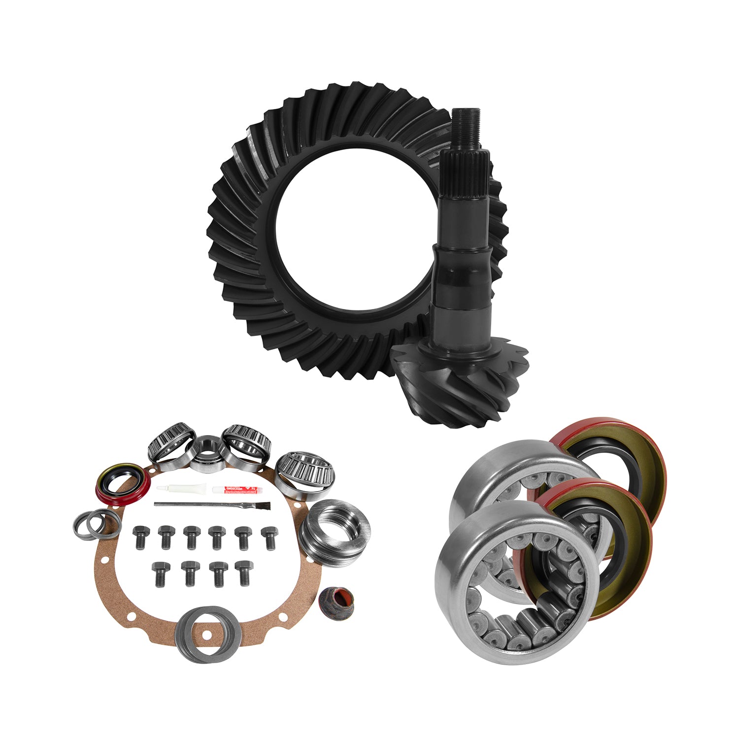 8.8 Inch Ford 4.56 Rear Ring & Pinion Install Kit 2.99 Inch OD Axle Bearings & Seals 8.8 Inch Ford 4.56 Rear R&P Gear/ Install Kit Package W/ Ak 1561 (2.985 Inch Od) '09-'14 F150 Yukon Gear