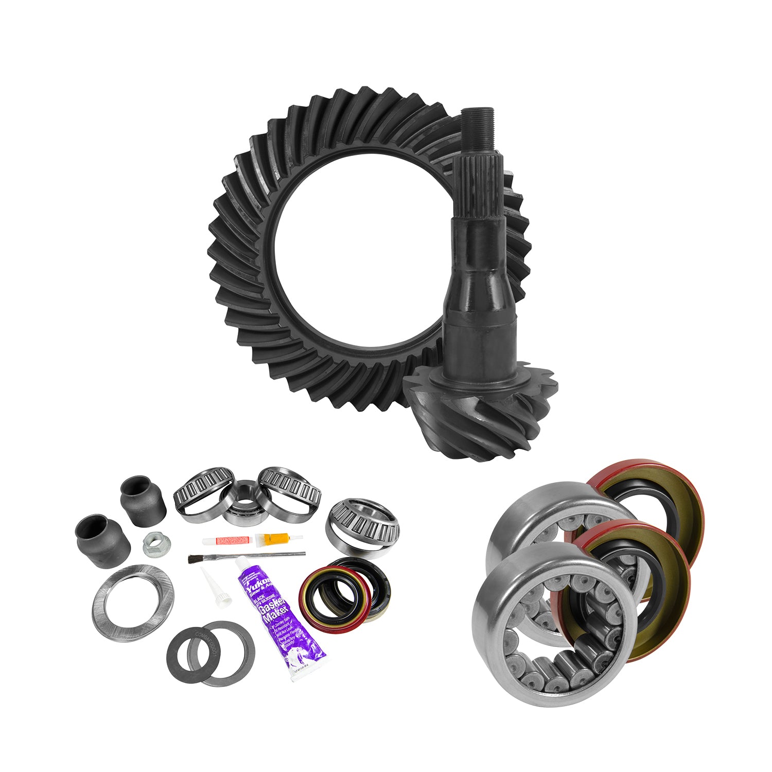 9.75 Inch Ford 3.55 Rear Ring & Pinion Install Kit 2.99 Inch OD Axle Bearings & Seals 9.75 Inch Ford 3.55 Rear R&P Gear/ Install Kit Package W/ Ak 1561 (2.985 Inch Od) '00-'10 Trucks Yukon Gear