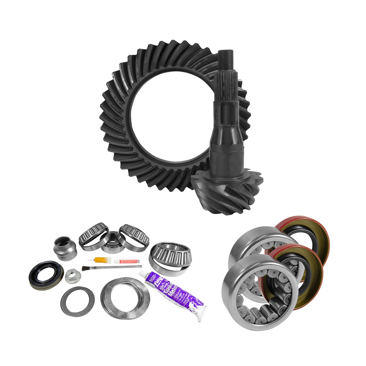 9.75 Inch Ford 3.55 Rear Ring & Pinion Install Kit Axle Bearings & Seal 9.75 Inch Ford 3.55 Rear R&P Gear/ Install Kit Package W/ Ak 1561 '11-'19 Trucks Yukon Gear