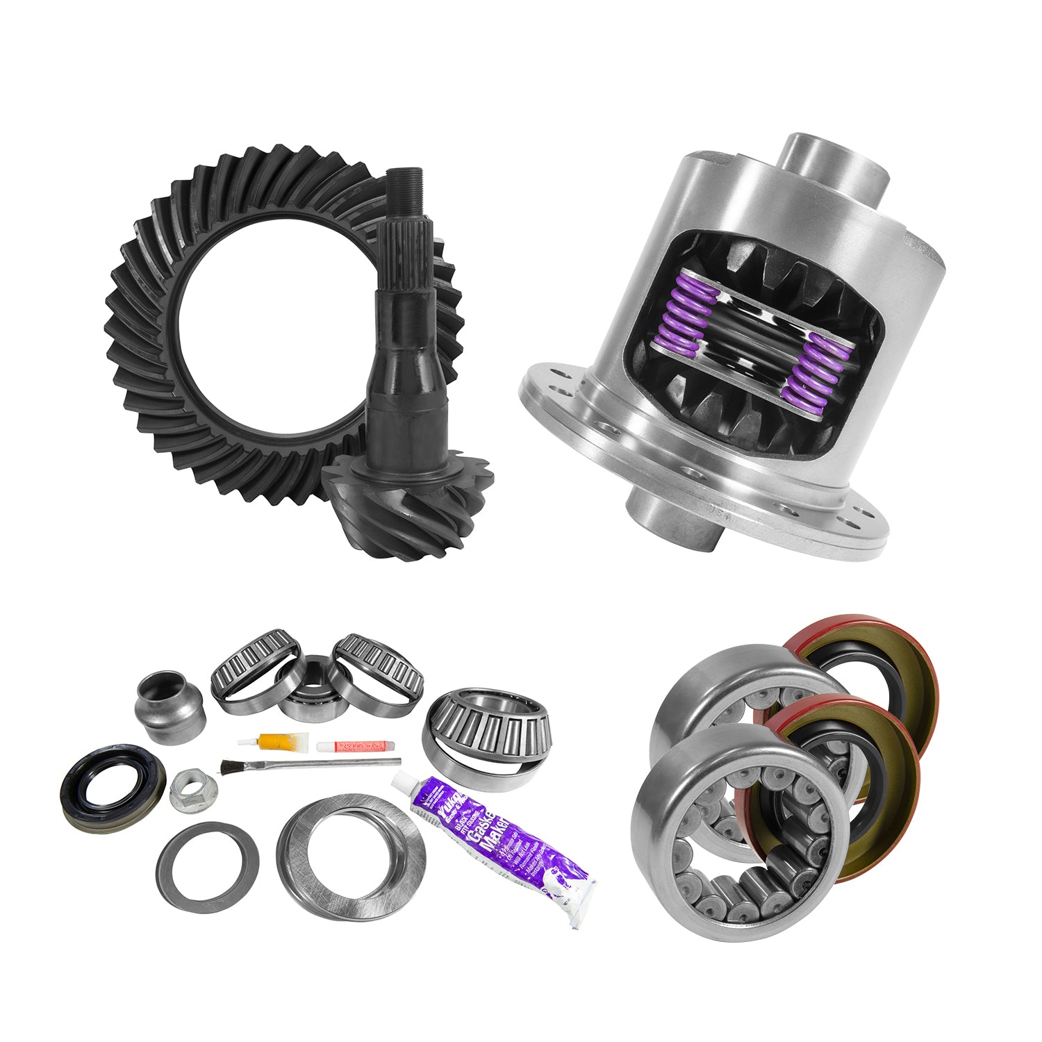 9.75 Inch Ford 4.11 Rear Ring & Pinion Install Kit 34 Spline Posi Axle Bearings 9.75 Inch Ford 4.11 Rear R&P Gear/ Install Kit Package W/ T/L Posi & Ak 1561 '11-'19 Trucks Yukon Gear