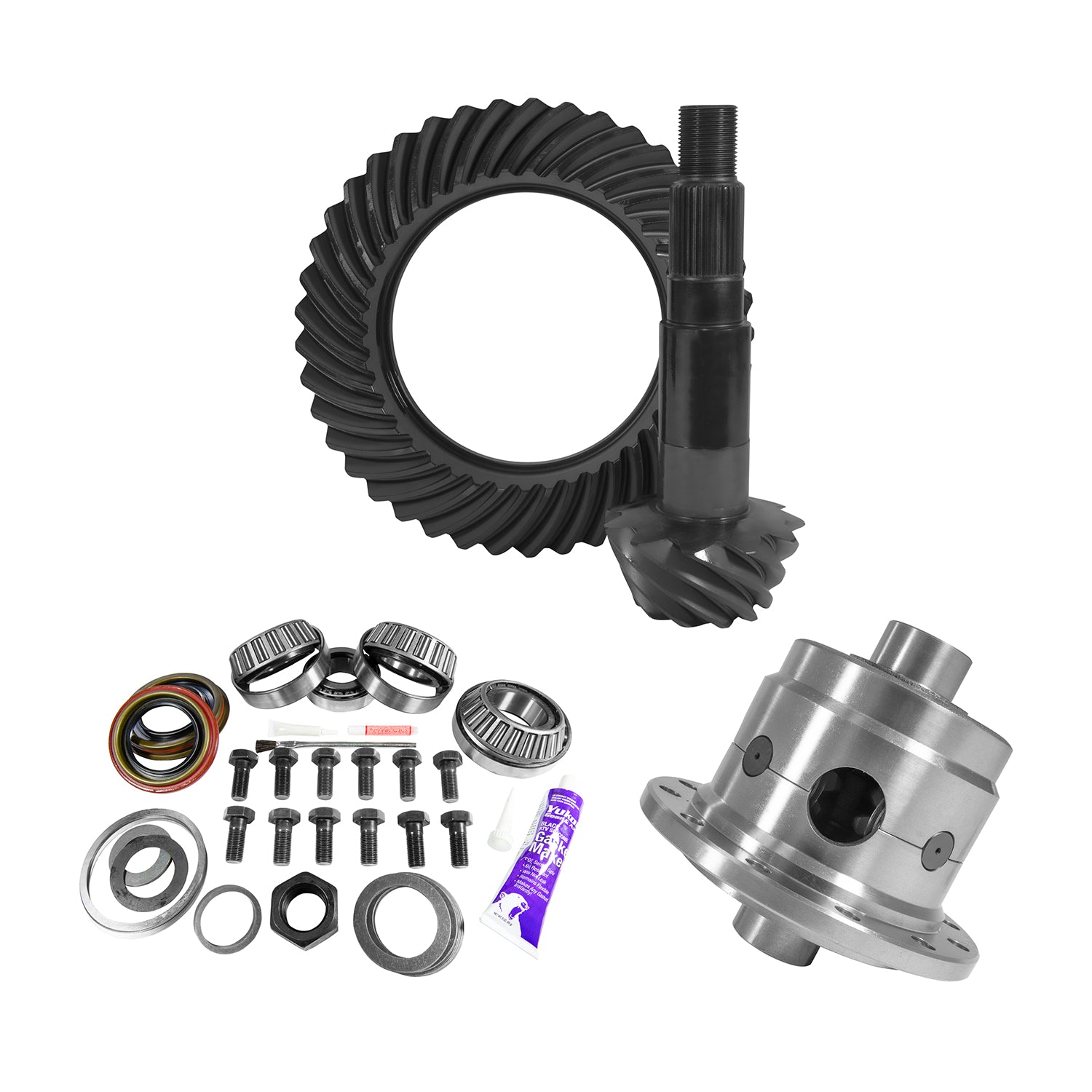 11.25 Inch Dana 80 Thin 3.73 Rear Ring & Pinion Install Kit 35  Spline Posi 4.375 Inch D80/ 11.25 Inch Dana 3.73 Thin Rear R&P Gear/ Install Kit Package With Posi 4.375 Inch OD Head Bearing Yukon Gear