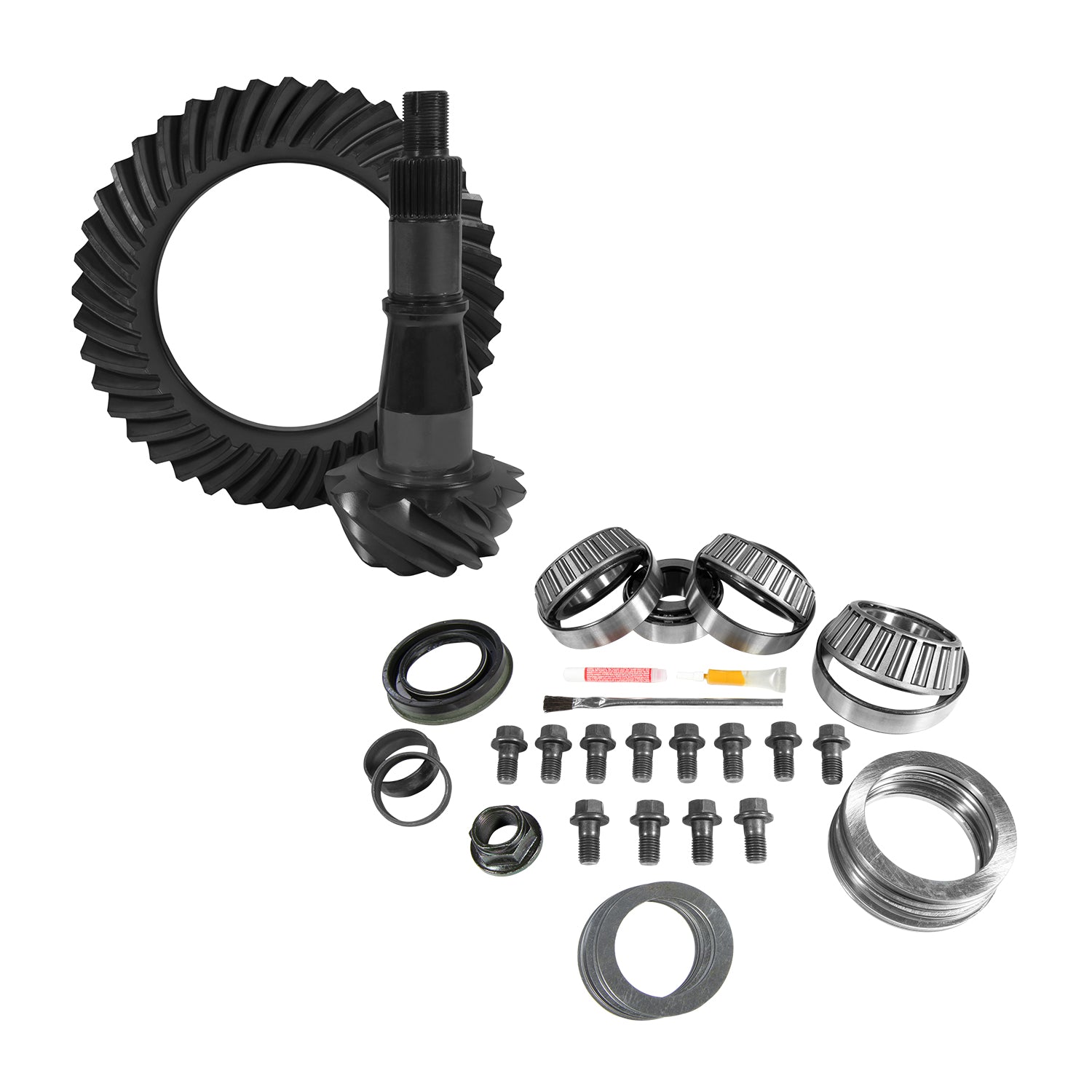 9.5 Inch GM 4.56 Rear Ring & Pinion Install Kit Axle Bearings & Seals 9.5 Inch GM 4.56 Rear R&P Gear/ Install Kit Package W/ Axle Bearings & Seals '2014+ 1/2 Ton Trk & Suv Yukon Gear