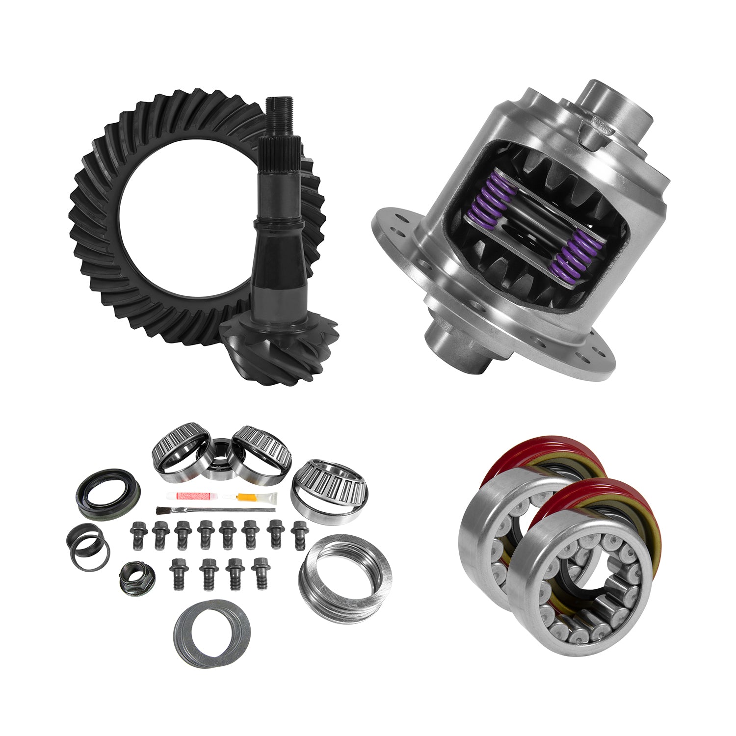 9.5 Inch GM 4.56 Rear Ring & Pinion Install Kit 33 Spline Posi Axle Bearing & Seals 9.5 Inch GM 4.56 Rear R&P Gear/ Install Kit Package W/ Posi & Ak C10 '2014+ 1/2 Ton Trk & Suv Yukon Gear