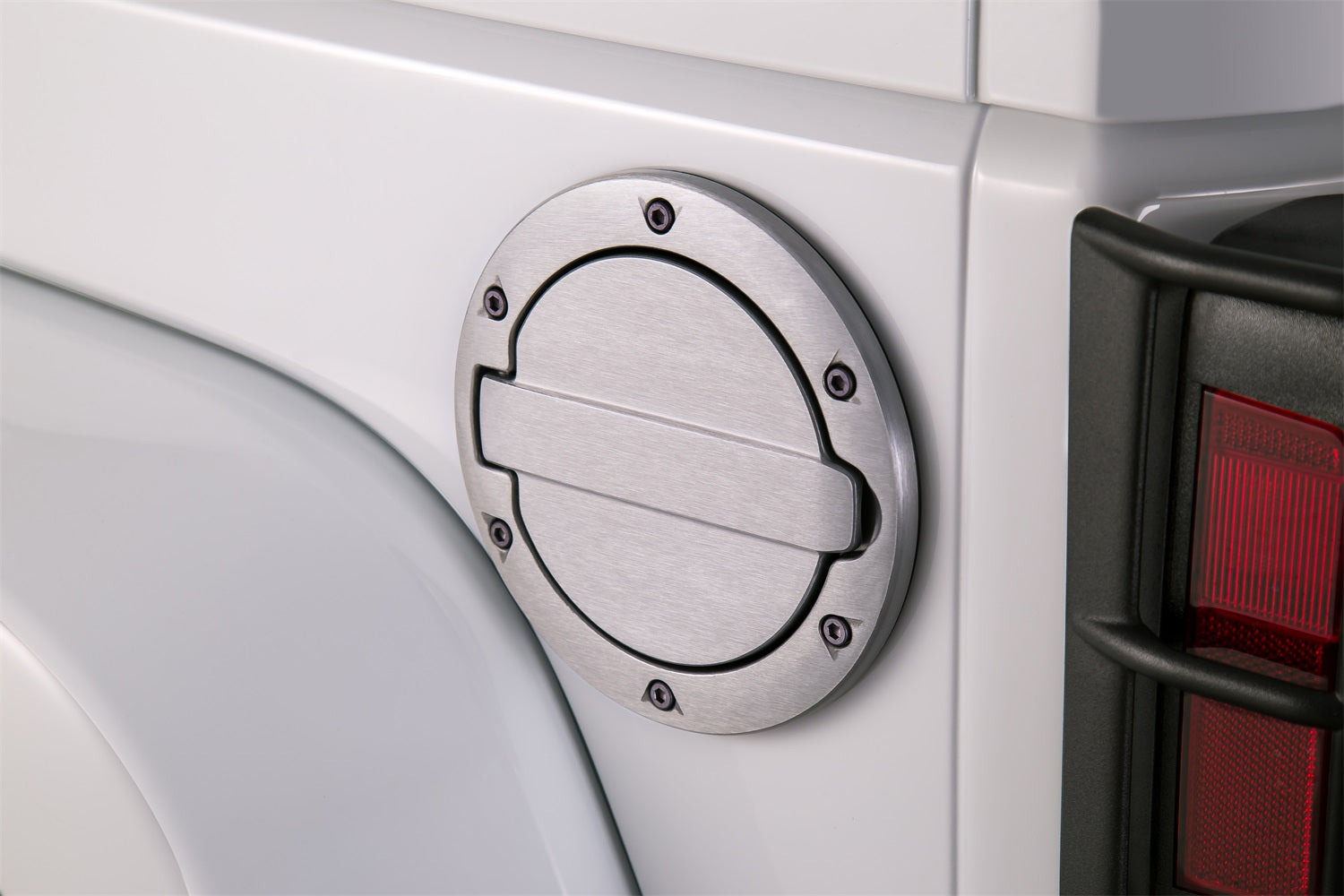 Alloy Fuel Door, Brushed Aluminum for 07-18 Jeep Wrangler JK, 2 Door/4 Door - Apollo Off-Road