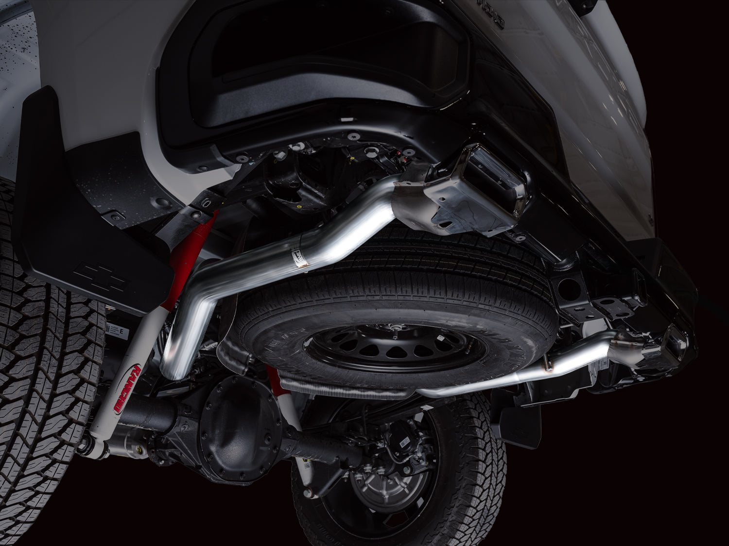 AWE 0FG Catback Split Rear Exit Exhaust for 4th Gen Silverado/Sierra 1500 5.3L (With Bumper Cutouts) - OE Tips - Apollo Off-Road