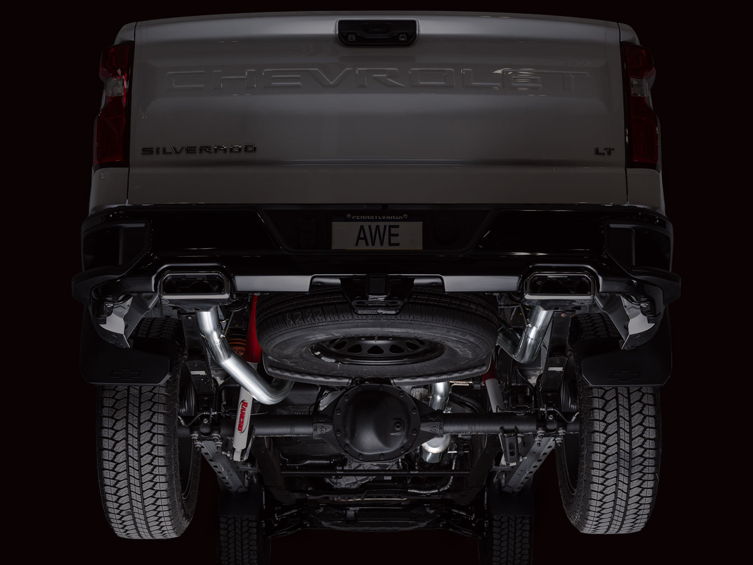 AWE 0FG Catback Split Rear Exit Exhaust for 4th Gen Silverado/Sierra 1500 5.3L (With Bumper Cutouts) - OE Tips - Apollo Off-Road